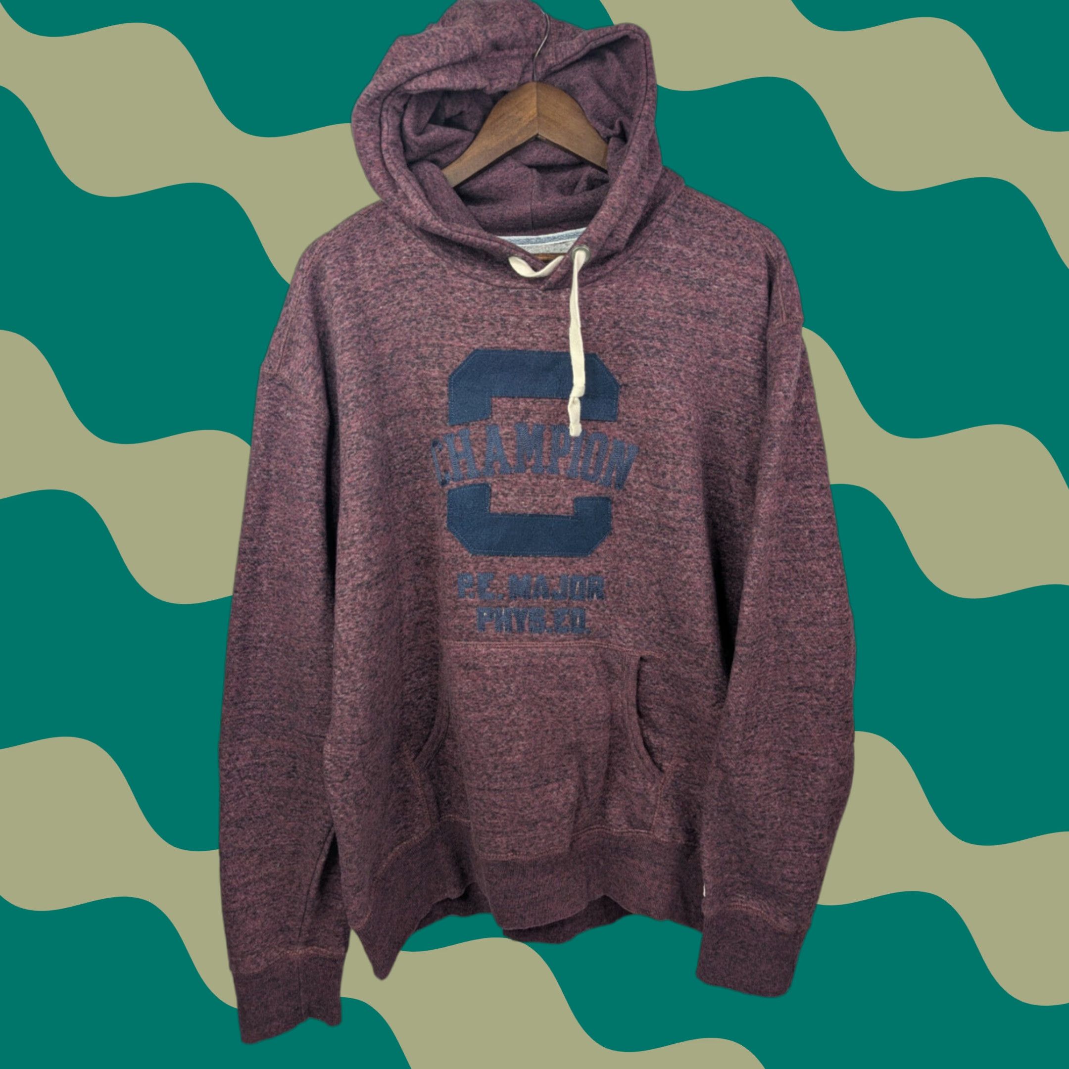 Champion Champion Hoodie Mens L Maroon Fleece Pullover Logo Embroidered 90s College University Sports Sweatshirt Size US L / EU 52-54 / 3 - 1 Thumbnail