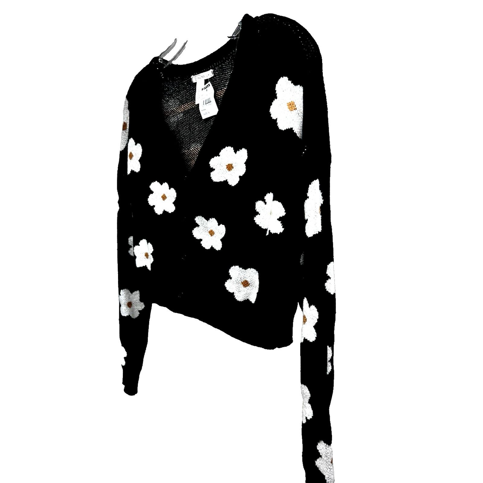Tillys Full Tilt Tillys Floral Button Up Black Crop Sweater S New Size S / US 4 / IT 40 - 4 Thumbnail