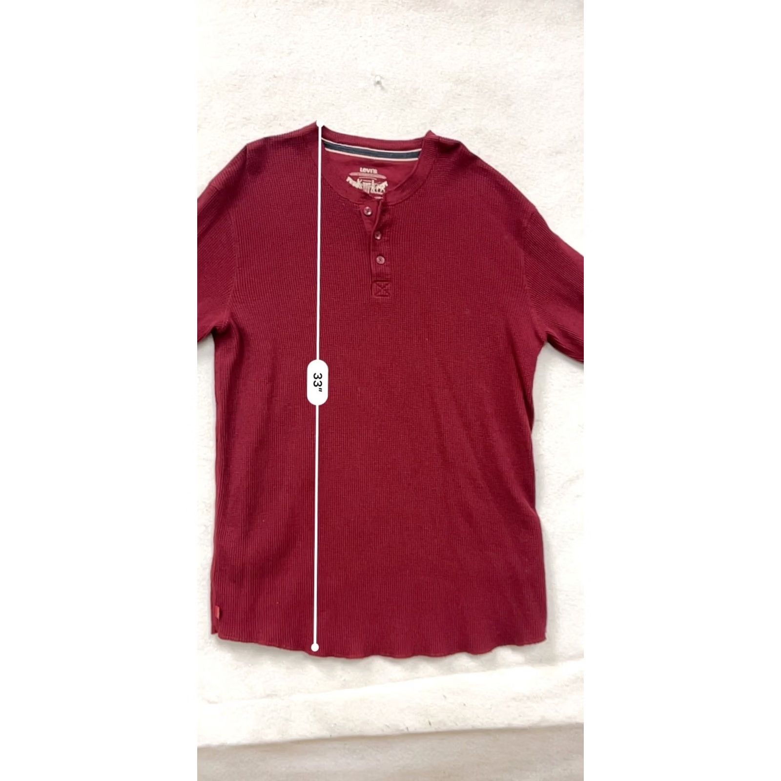 Levi's Levis Henley Shirt Red Waffle Knit XXXL Mens T-Shirt 3XL Size US XXL / EU 58 / 5 - 7 Thumbnail