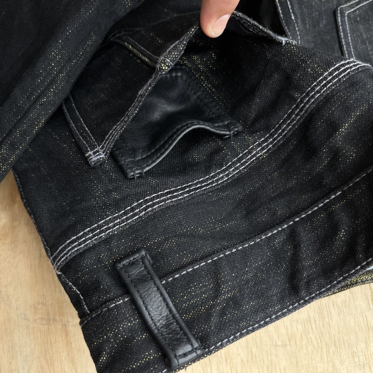 Studio D'Artisan ARTISAN DENIM BLACK GOLD LEATHER COIN POCKET JAPANESE BRAND Size US 31 - 10 Thumbnail