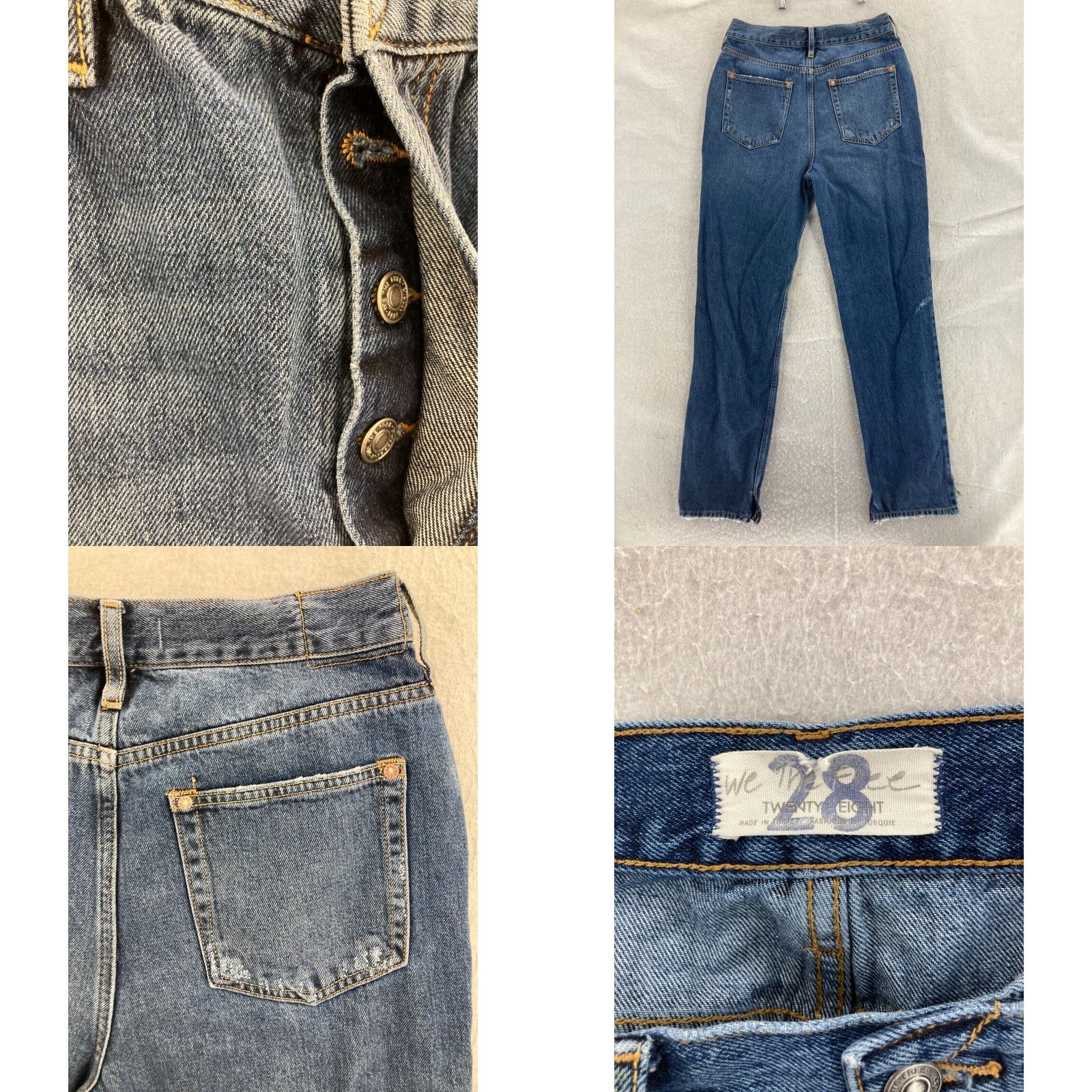 Vintage We The Free Blue Distressed Ripped Knee Women's Straight Leg Jeans Size 28 Size 28" / US 6 / IT 42 - 8 Thumbnail
