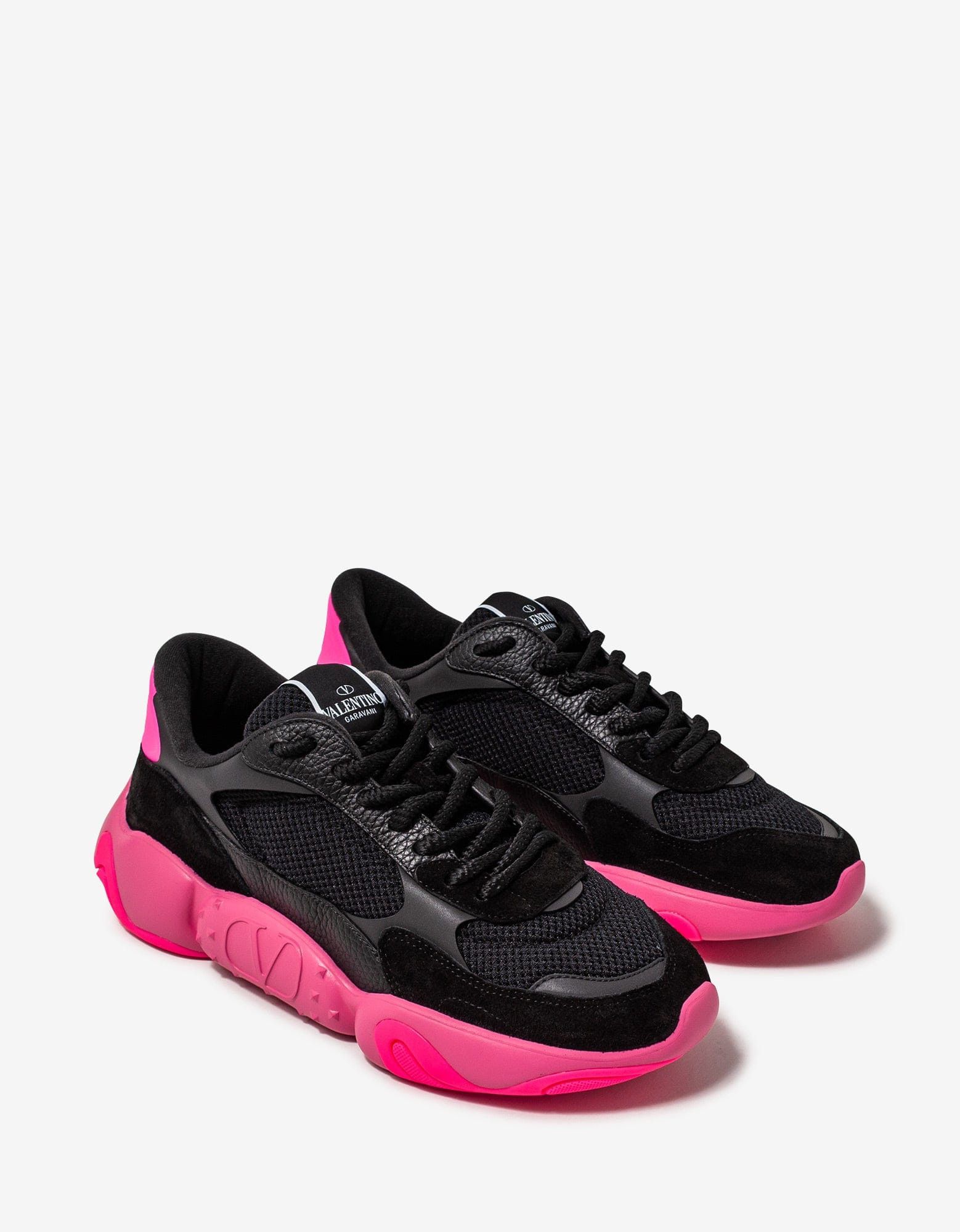 Valentino Valentino Garavani Black Bubbleback Mesh and Suede Trainers Size US 9 / EU 42 - 1 Thumbnail