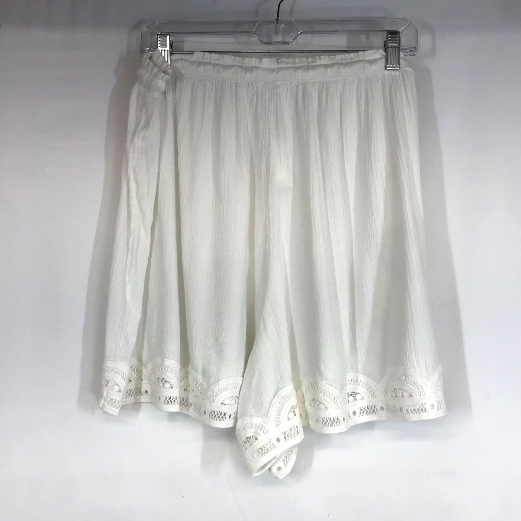 Vintage AERIE WOMEN'S SLEEP SHORTS White Drawstring Waist Lace Detail Casual Shirt? Size 36" / US 14 / IT 50 - 4 Thumbnail