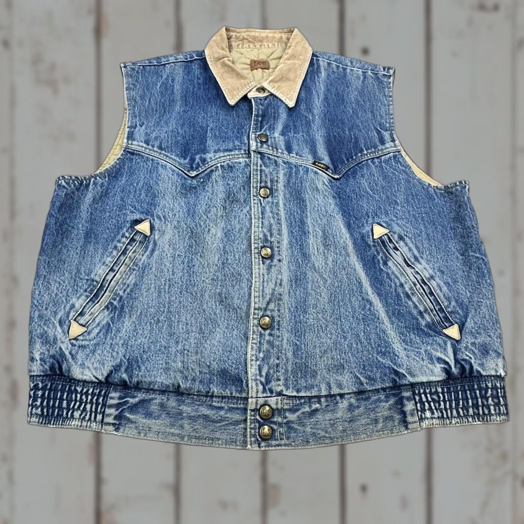 Lee VINTAGE Lee Vest Mens XL Blue Denim Corduroy Collar Quilted Lined Made USA 90s Size US XL / EU 56 / 4 - 1 Thumbnail