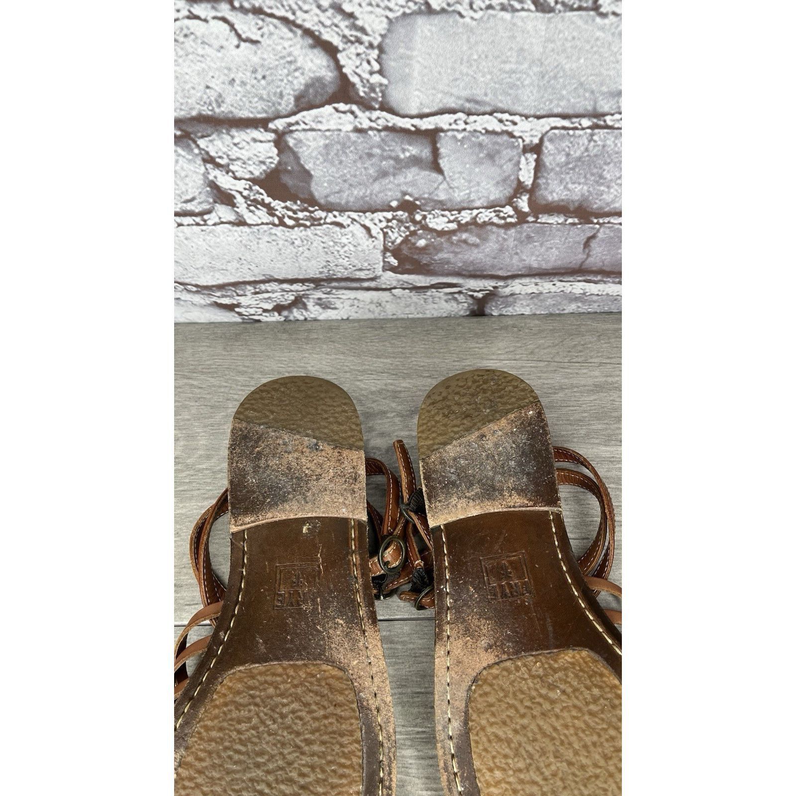 Frye Frye Kayla Brown Leather Huarache Woven Flats Sandals Women’ Size US 8.5 / IT 38.5 - 18 Thumbnail