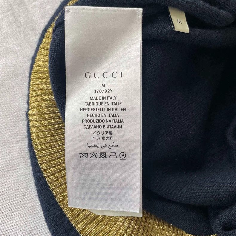 Gucci GucciDark blue gold-rimmed knitted cardigan sweater 2503-Ne Size US M / EU 48-50 / 2 - 5 Thumbnail