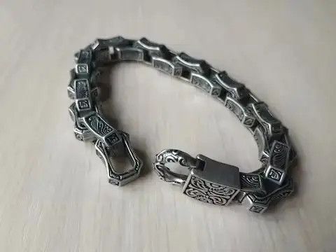 Other Silver Color Engraving Square Chain Bracelet Size ONE SIZE - 2 Thumbnail