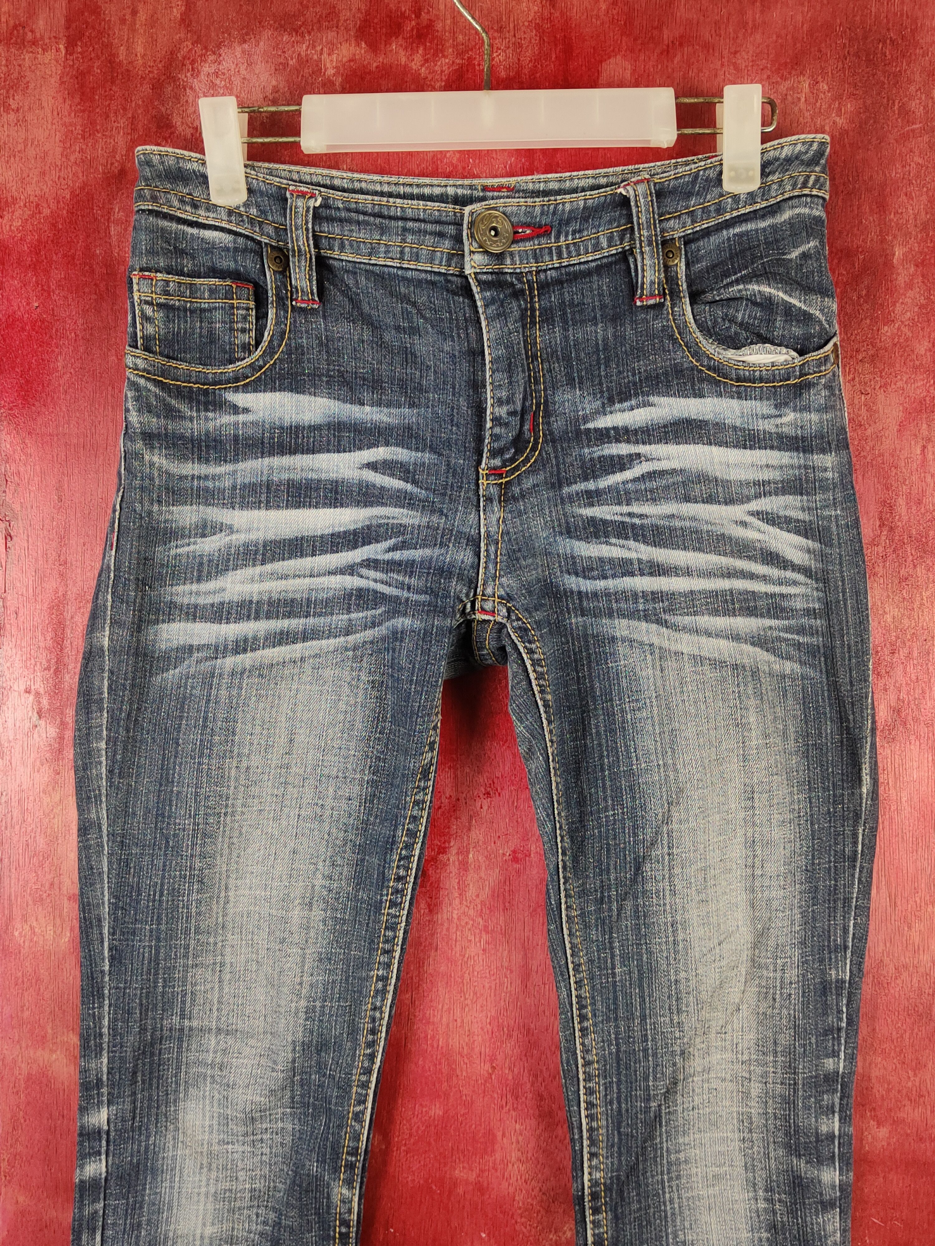 Japanese Brand N Dark Blue Distressed Ripped Jeans #S2220 Size 29" - 2 Thumbnail