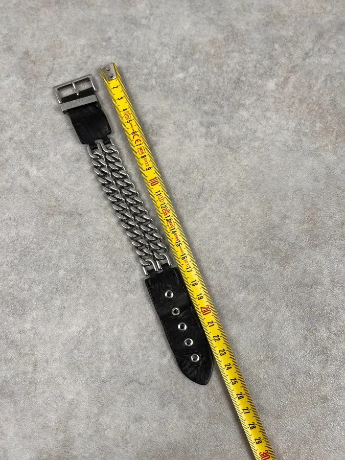 Dolce & Gabbana 2000s Dolce & Gabbana Chain Black Leather Bracelet Size ONE SIZE - 8 Thumbnail