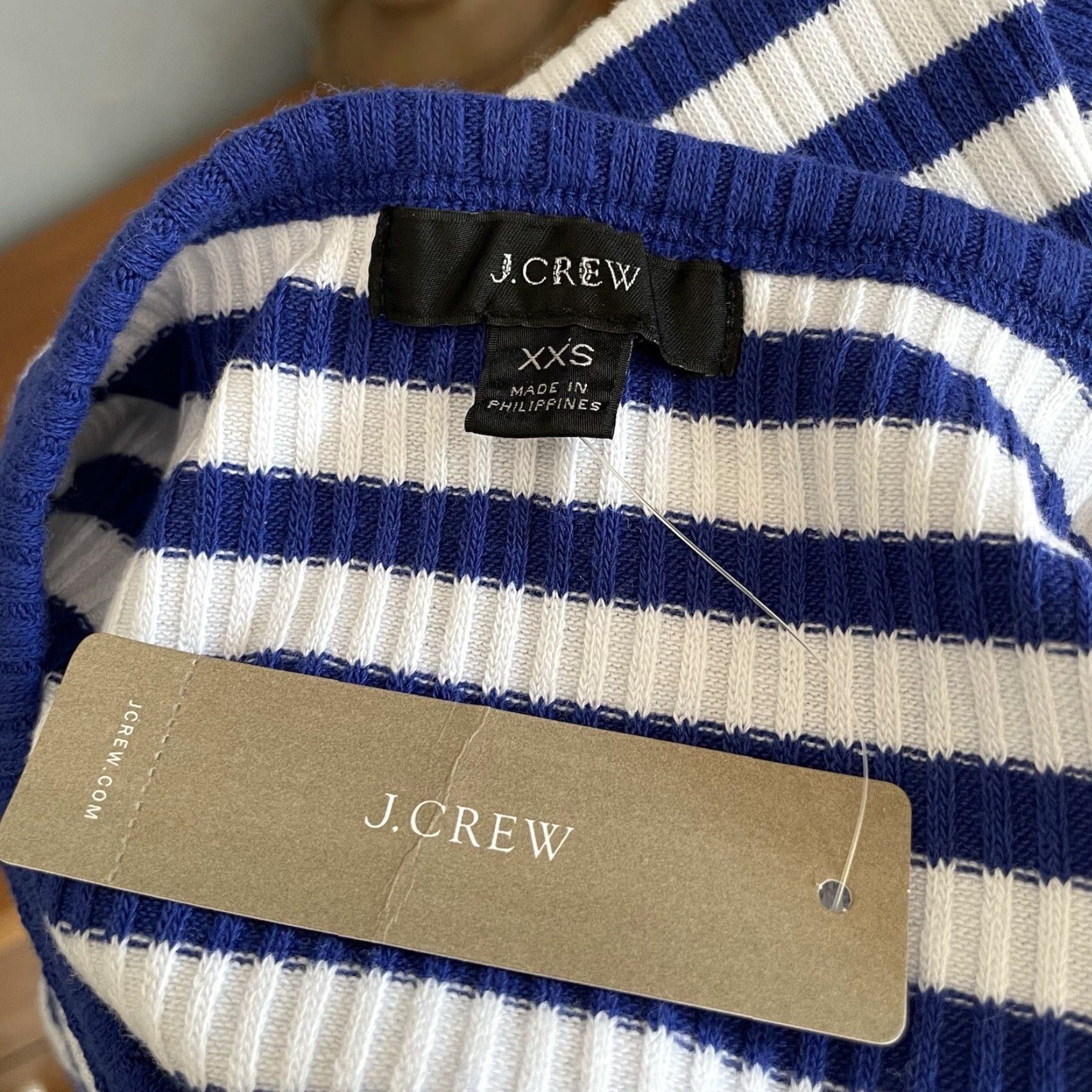 J.Crew J. Crew Blouse Shirt Ribbed Henley Short Sleeve Multicolor Blue White Stripe XXS Womens Regular Size XXS / US 00 / IT 34 - 4 Thumbnail