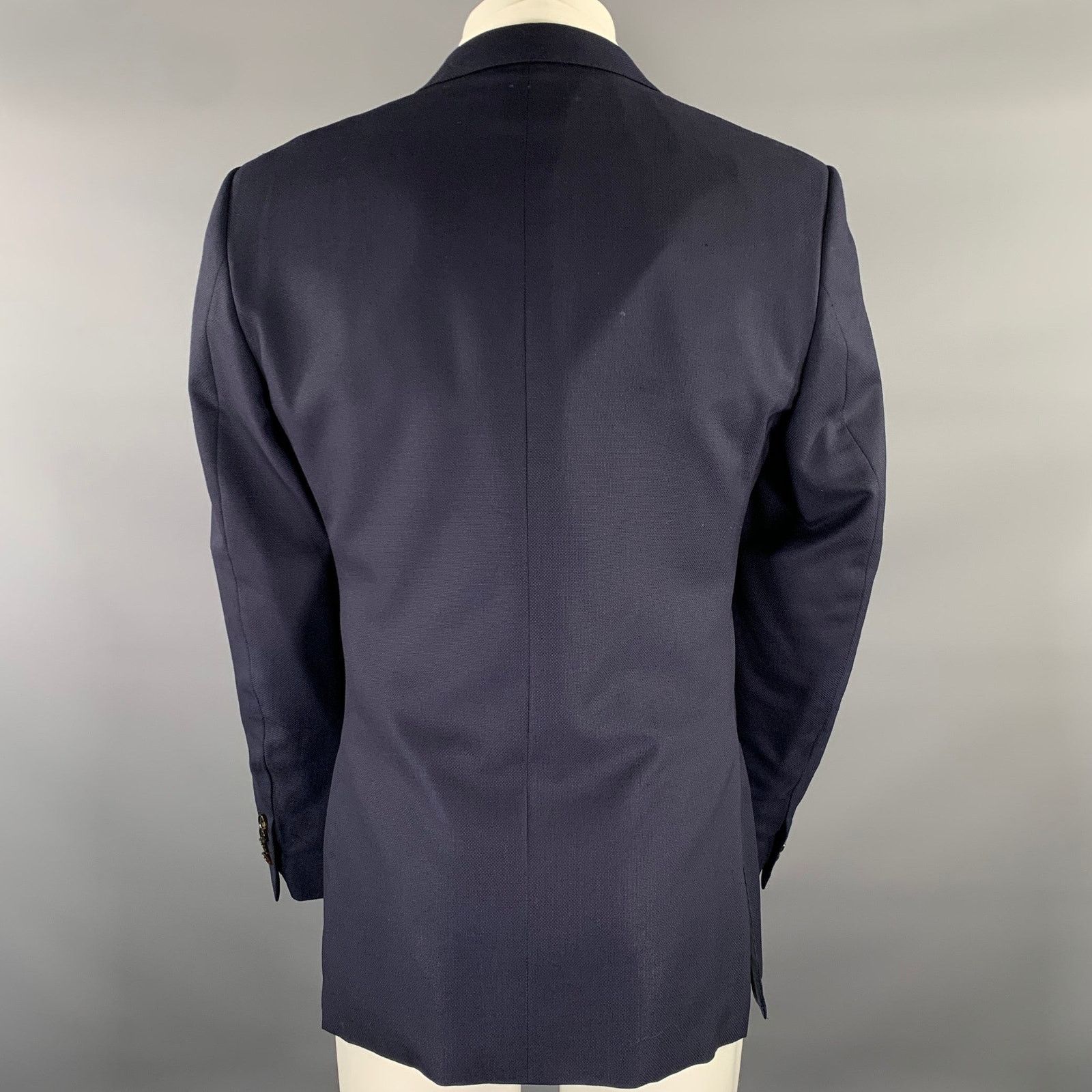 Ermenegildo Zegna ERMENEGILDO ZEGNA 40 Navy Wool Silk Notch Lapel Sport Coat Size 40R - 3 Thumbnail