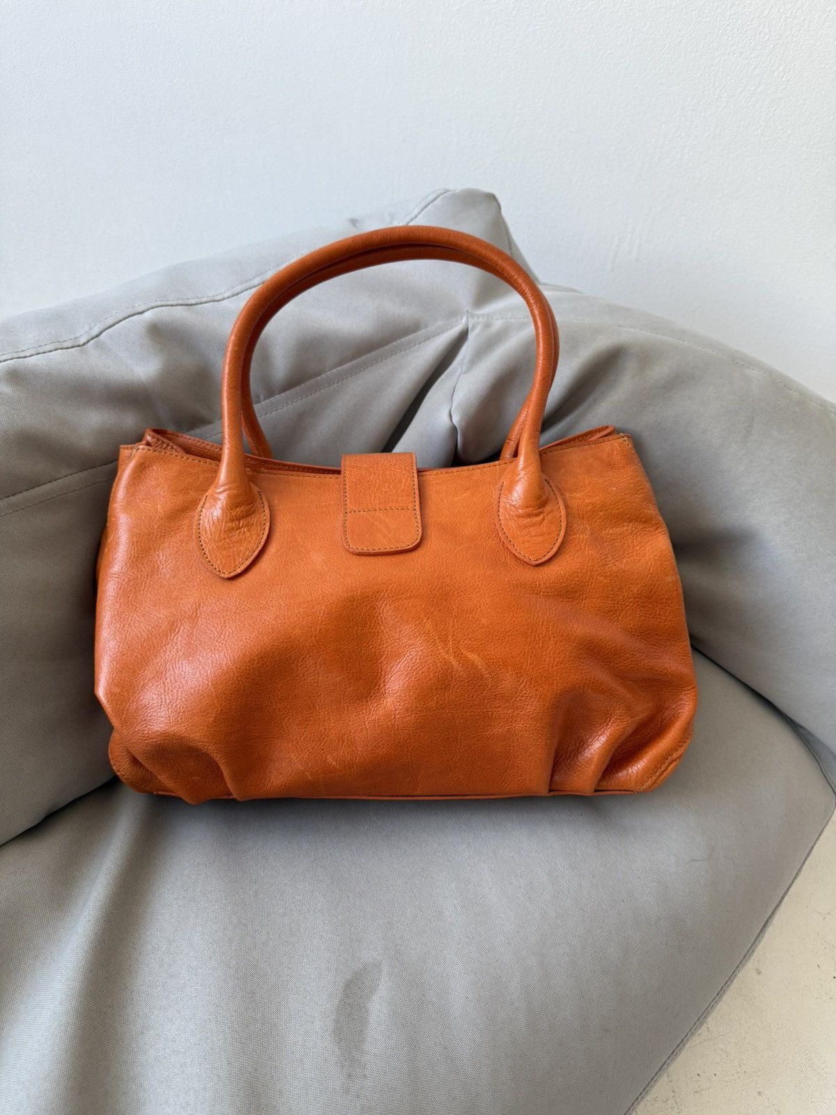Tod’s Orange Leather Satchel Tote Handbag