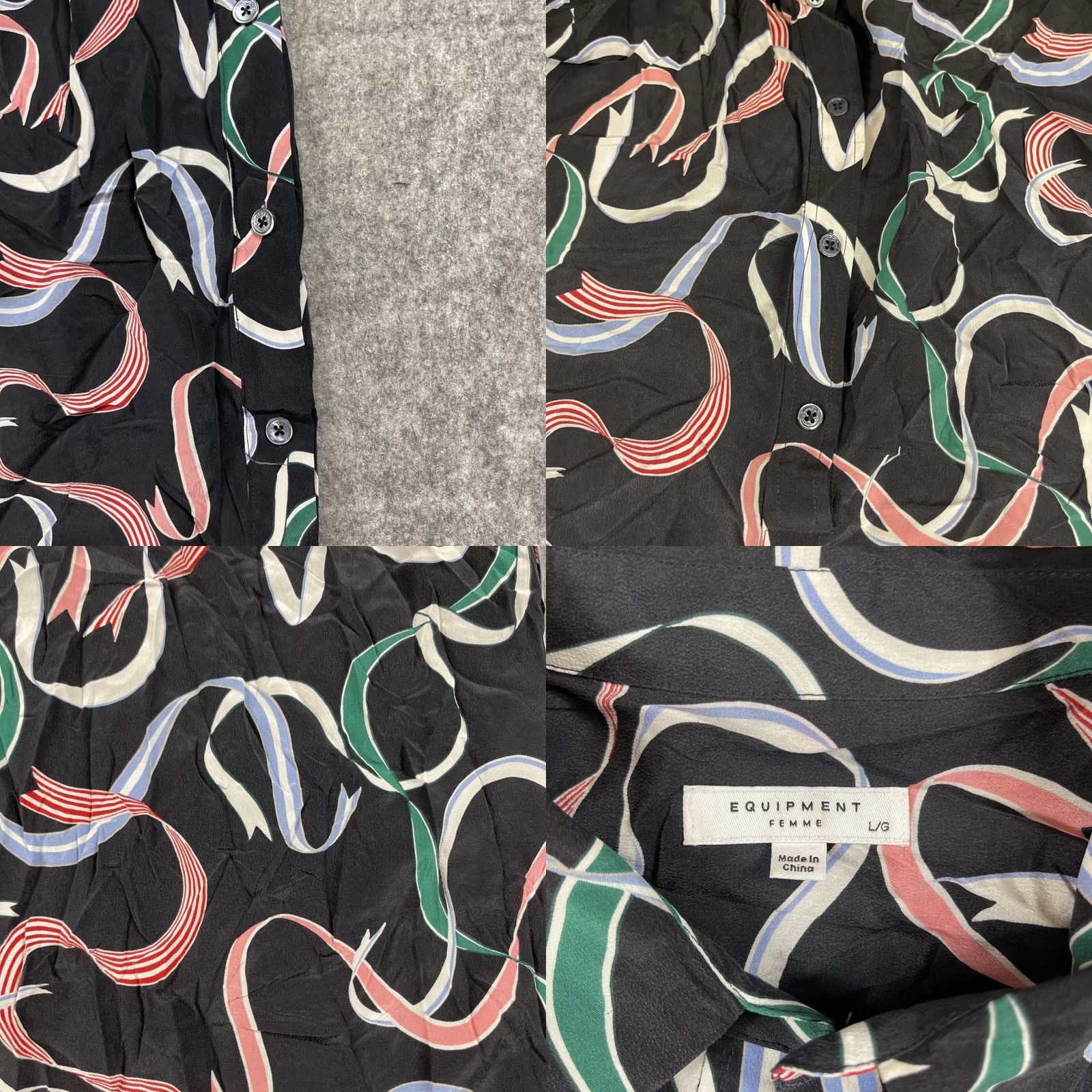 Equipment EQUIPMENT Silk Long Dress Women's L Black Multicolor Long Ribbon Banner Dress Shirt Navy Size L / US 10 / IT 46 - 8 Thumbnail