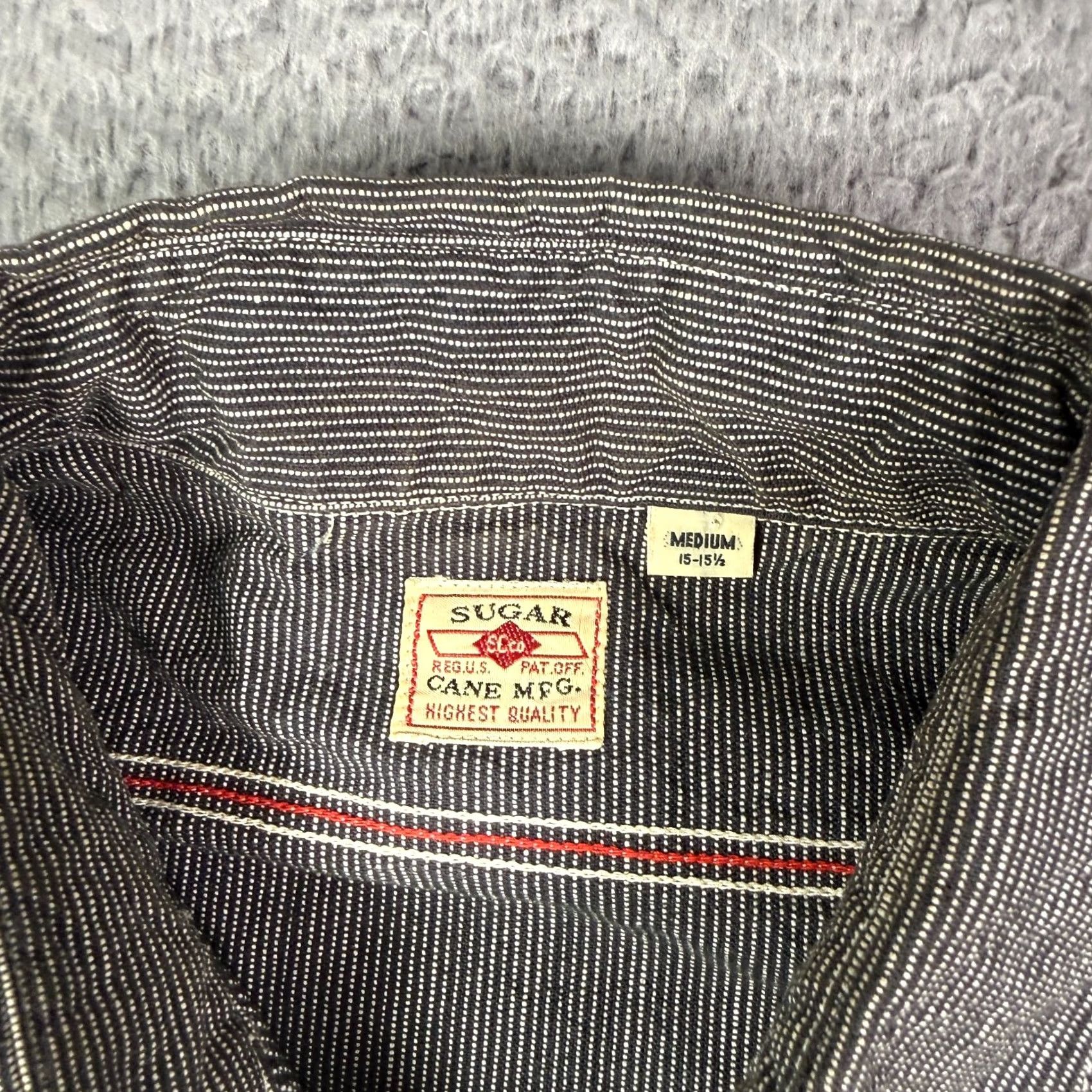 Sugar Cane Sugar Cane Work Shirt Mens M Black Long Sleeve Jean Pockets Chambray Cord Size US M / EU 48-50 / 2 - 3 Thumbnail