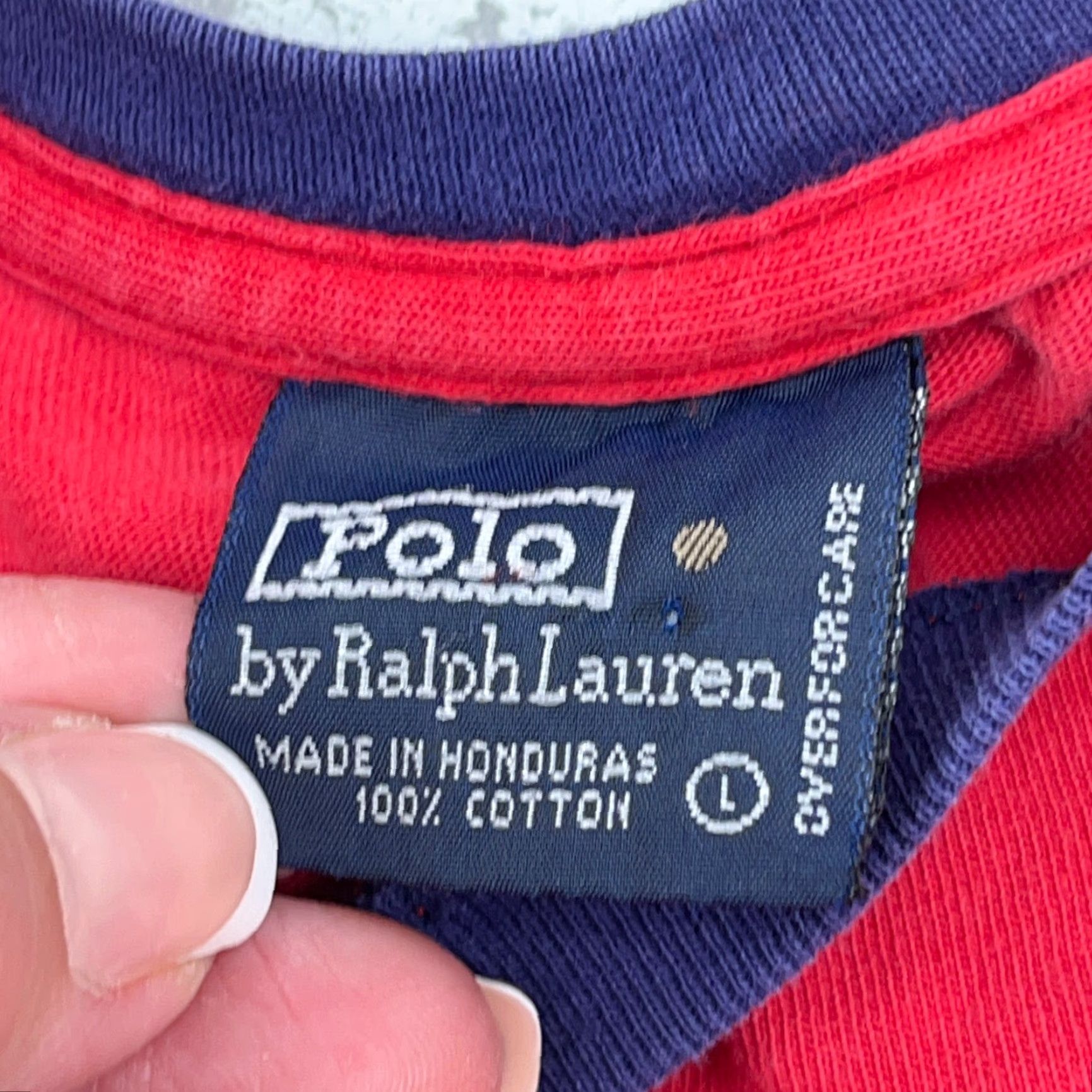 Polo Ralph Lauren Vintage Polo Ralph Lauren Shirt Men L Red Crew Neck Long Sleeve Jersey Cotton Logo 90s Retro Hipster Vintage Mens Tee Size US L / EU 52-54 / 3 - 3 Thumbnail