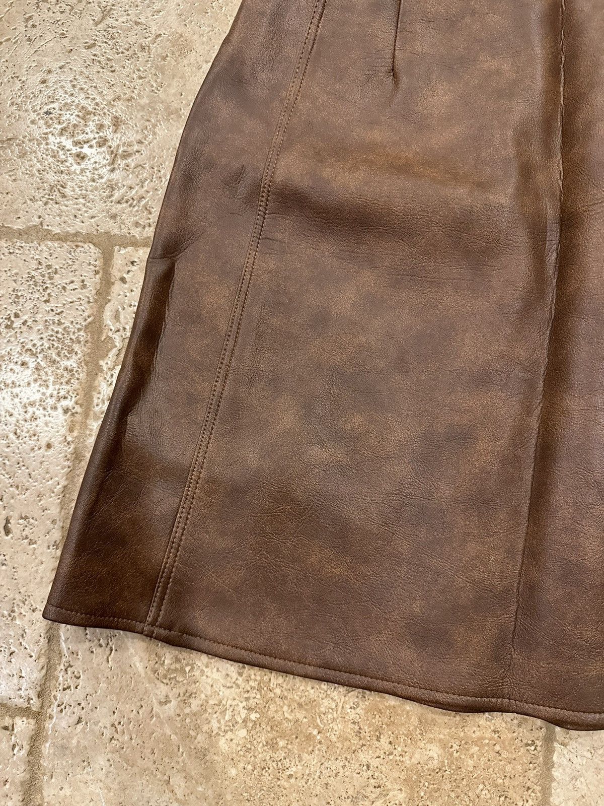 Leather Vintage Union Made Brown Leather Skirt & Vest Size M / US 6-8 / IT 42-44 - 18 Thumbnail