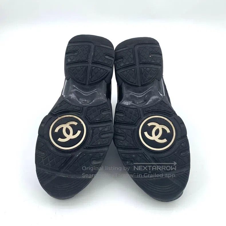 Chanel Chanel Black double C logo lacing casual flat sneakers Size US 6.5 / IT 36.5 - 4 Thumbnail