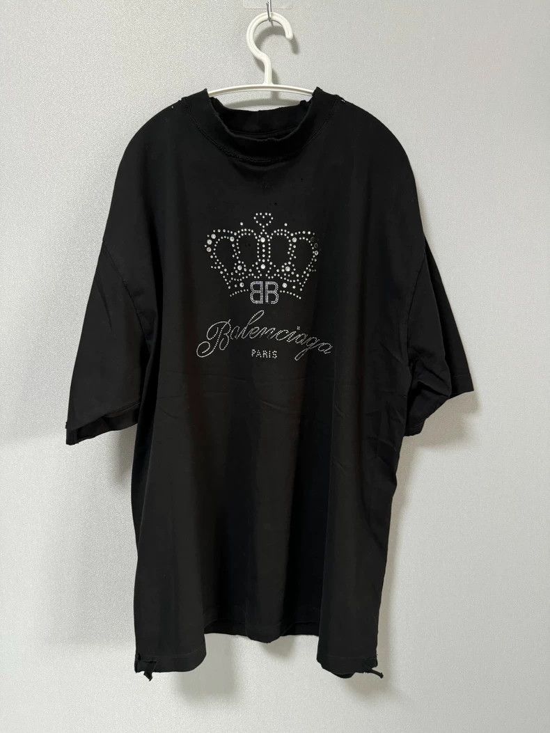 Balenciaga Balenciaga Letter Logo Print Crown Crew Neck Short Sleeve Size US L / EU 52-54 / 3 - 1 Thumbnail