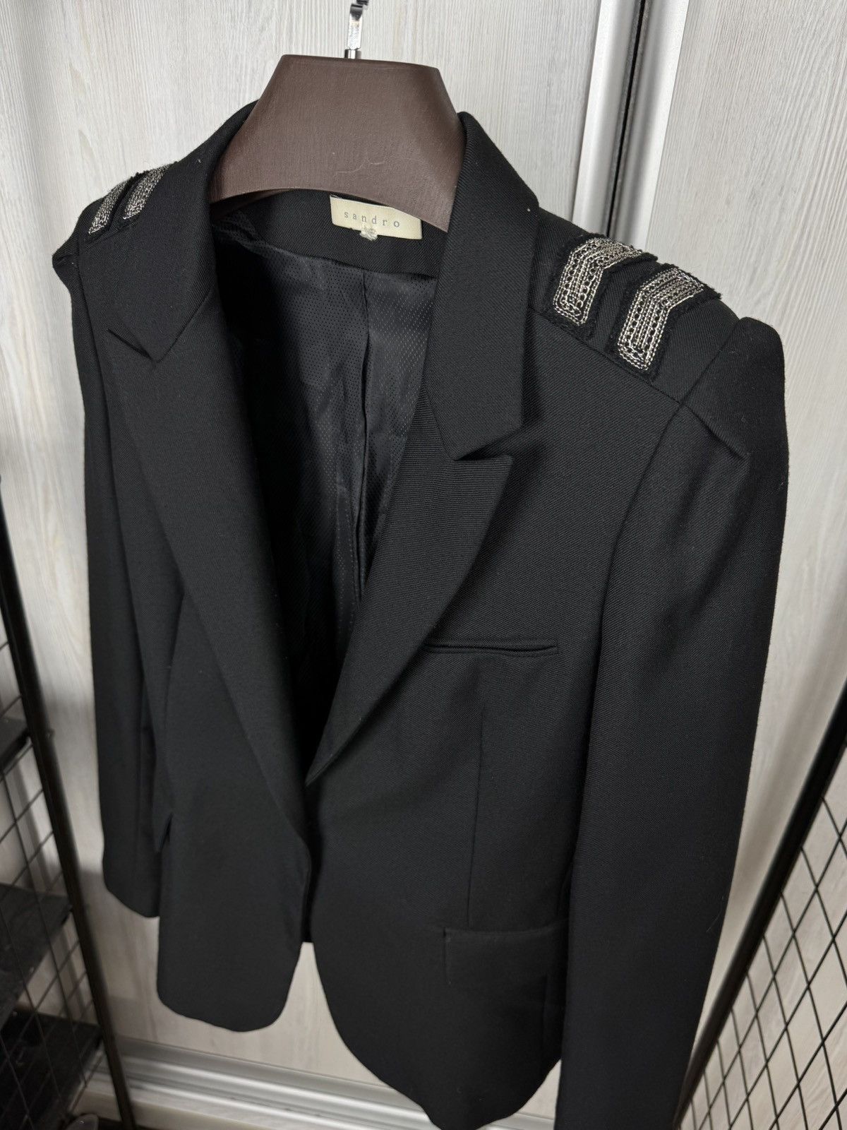Sandro Sandro Paris black wool blend 1 button blazer Size M / US 6-8 / IT 42-44 - 7 Thumbnail