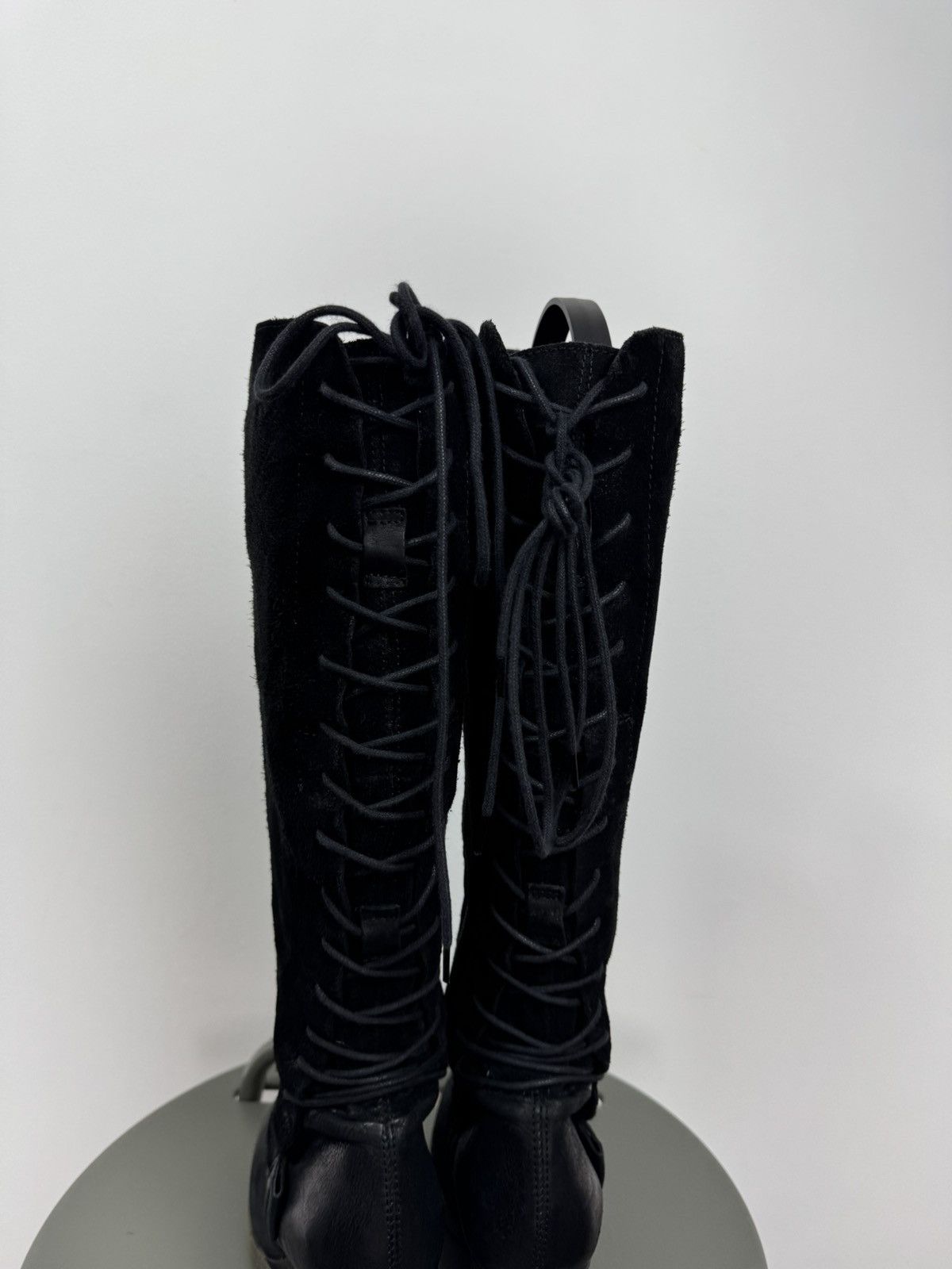 Other Vintage Black Wedge Knee High Boots Back Lace Up Suede EU 38 Size US 7 / IT 37 - 10 Thumbnail