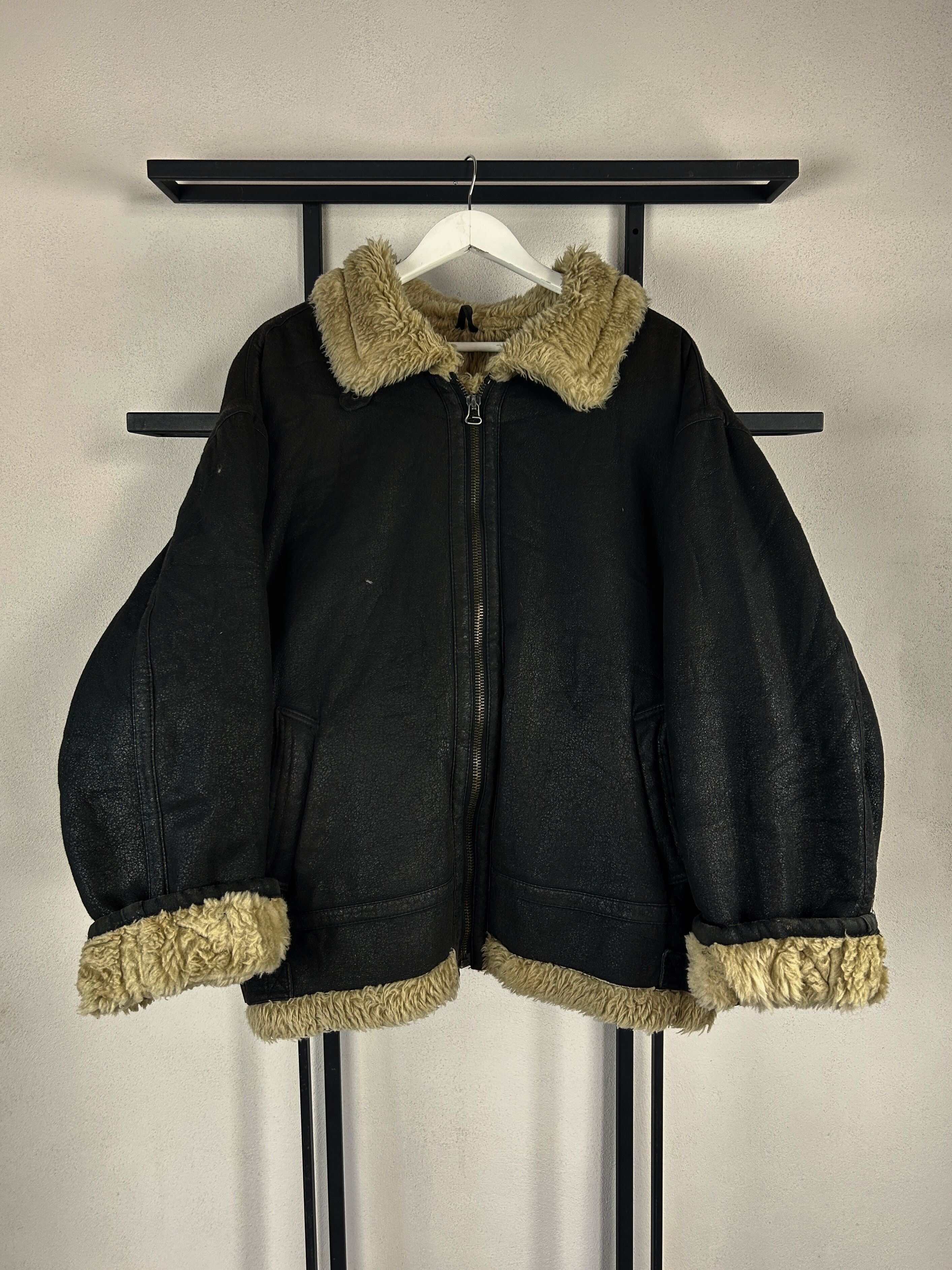 Japanese Brand Shearling Jacket Black Fur Lined Oversized Grunge Y2K Core Size US L / EU 52-54 / 3 - 1 Thumbnail