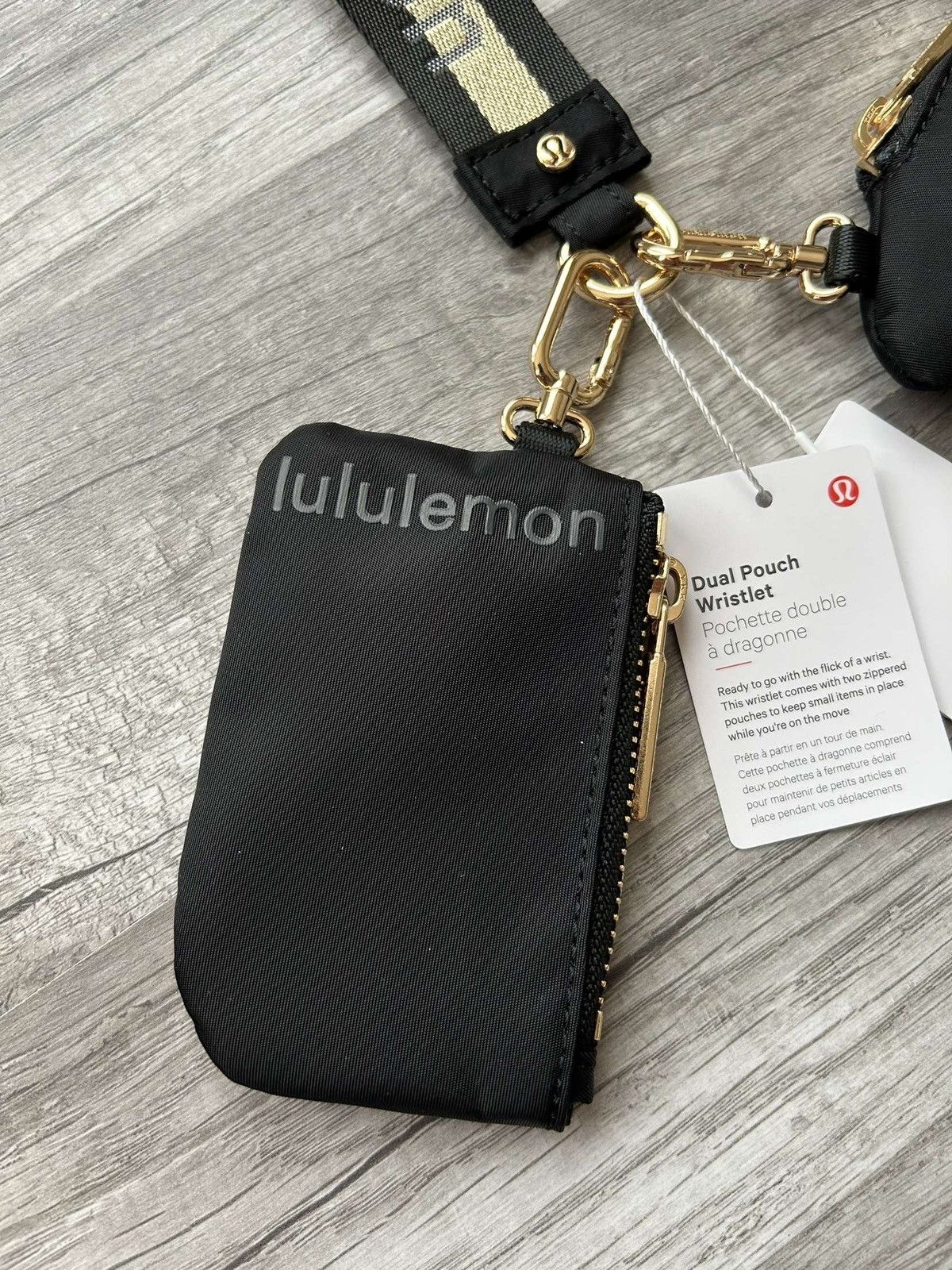 Lululemon Lululemon Dual Pouch Wristlet Wallet Black and Gold Wordmark Size ONE SIZE - 3 Thumbnail