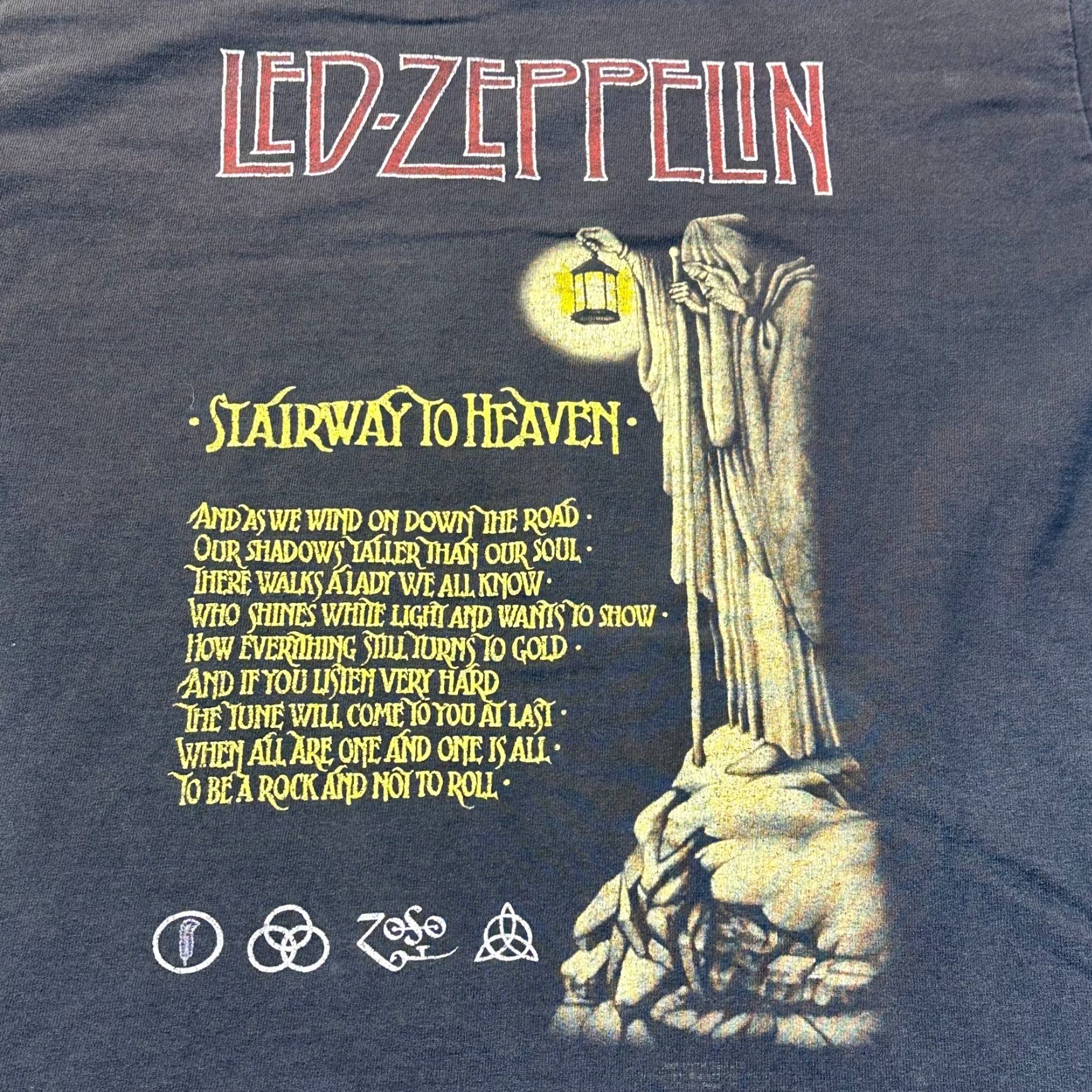 Hanes Led Zeppelin T-Shirt Mens Small Crew Neck Multicolor Graphic Print Lyrics Wizard 2000s Rock Band Hanes Size US S / EU 44-46 / 1 - 4 Thumbnail