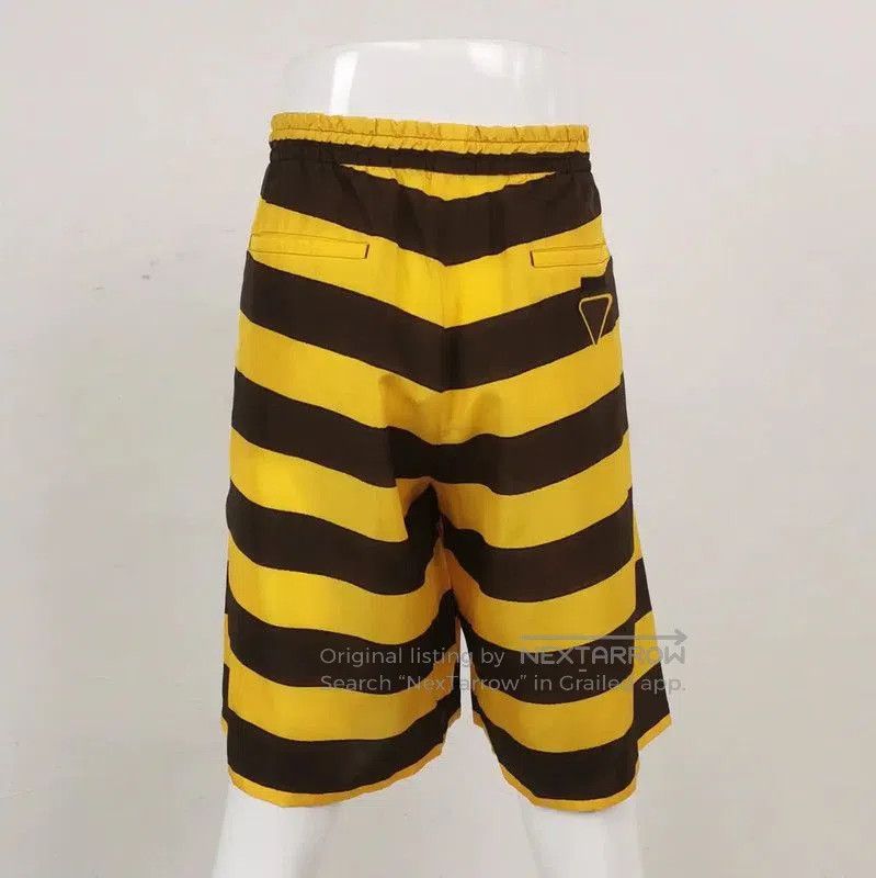 Prada Prada Yellow Striped Silk Shorts for Men. Size US 32 / EU 48 - 2 Thumbnail
