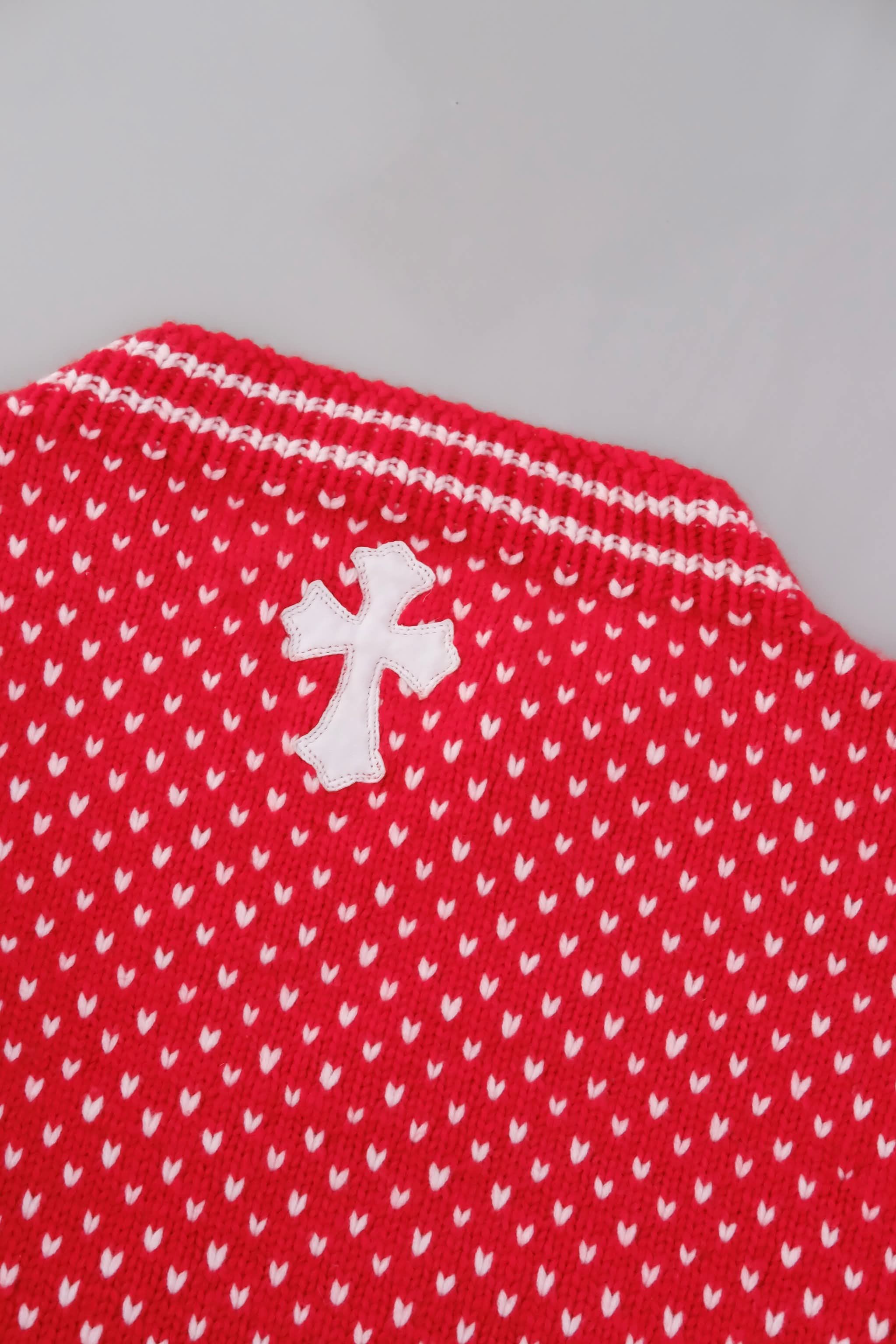 Chrome Hearts Chrome HeartsRED LEATHER PATCH CASHMERE SWEATER Size US M / EU 48-50 / 2 - 3 Thumbnail
