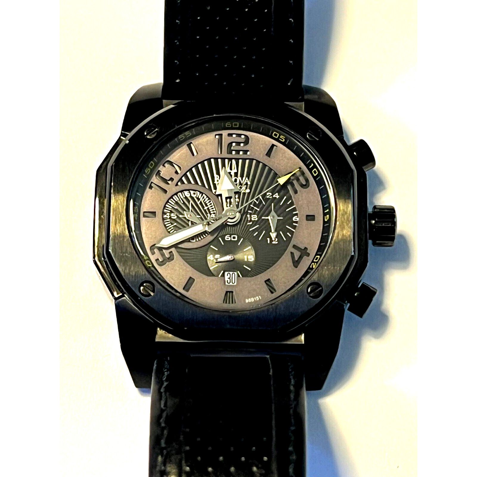 Bulova Bulova Marine Star Blk Dial Watch Mens C9671597 Leather Band Grailed