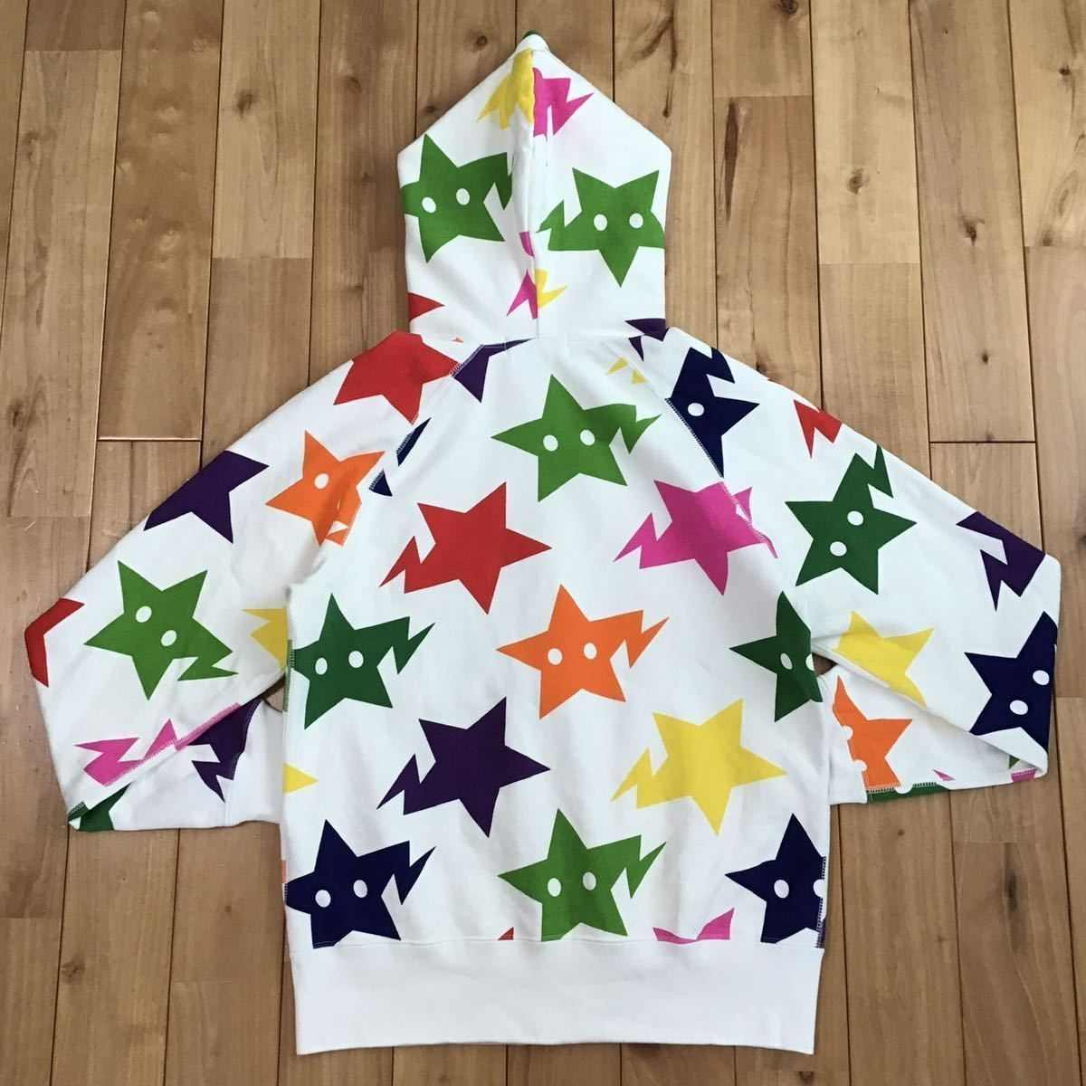 Bape A BATHING APE Star Pattern Full Zip Hoodie White S Size US S / EU 44-46 / 1 - 2 Thumbnail