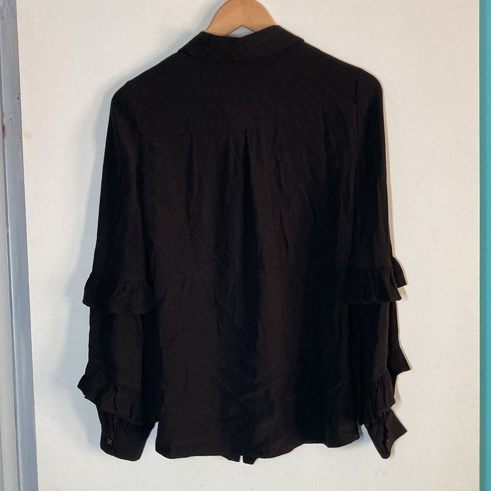 Other Rebecca Vallance Size 2 Black Blouse Ruffle Sleeve Button Fr Size XS / US 0-2 / IT 36-38 - 9 Thumbnail