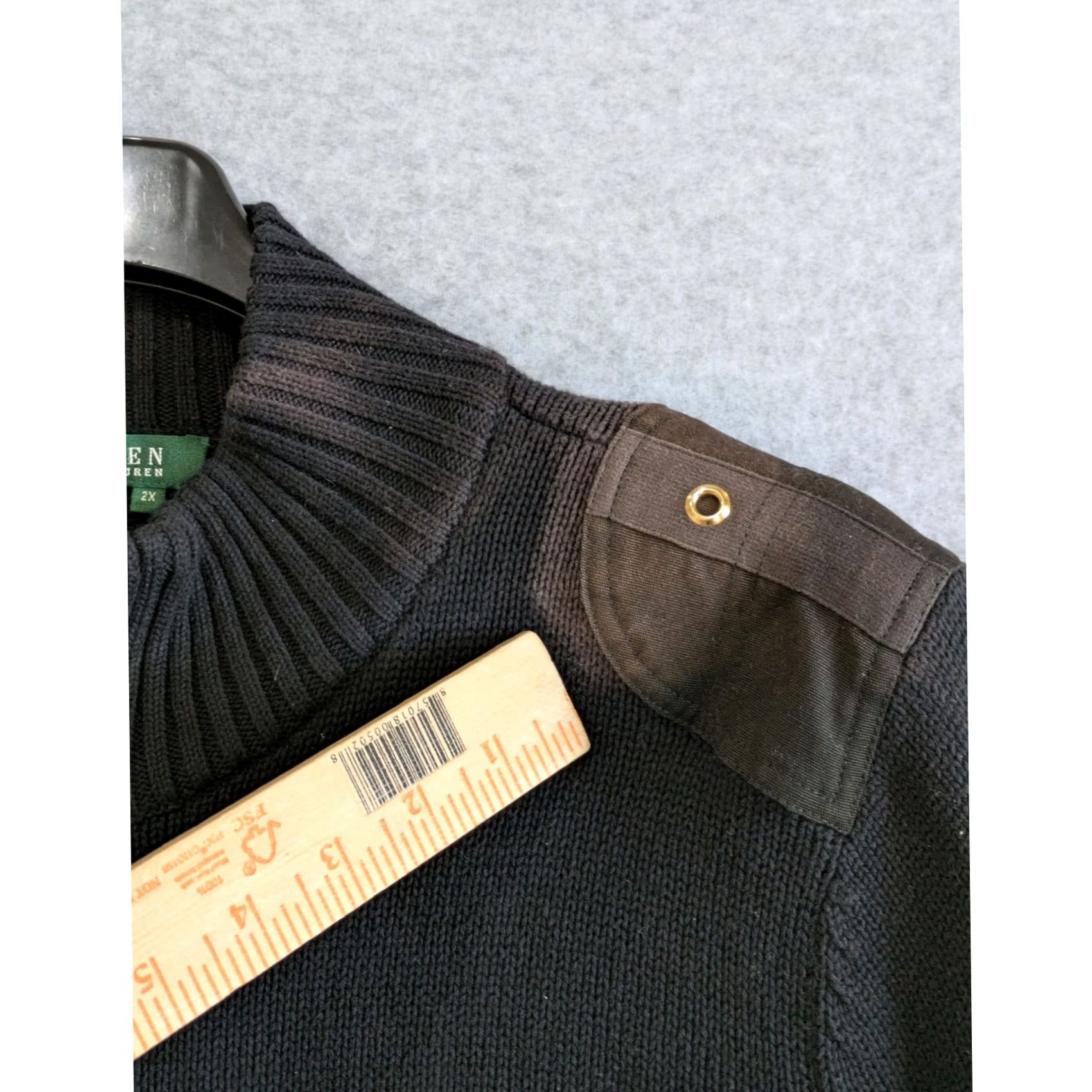 Ralph Lauren VINTAGE Lauren Ralph Lauren Sweater Women 2X Full Zip Shoulder Patched Chunky Knit Black Size XXL / US 16-18 / IT 52-54 - 7 Thumbnail