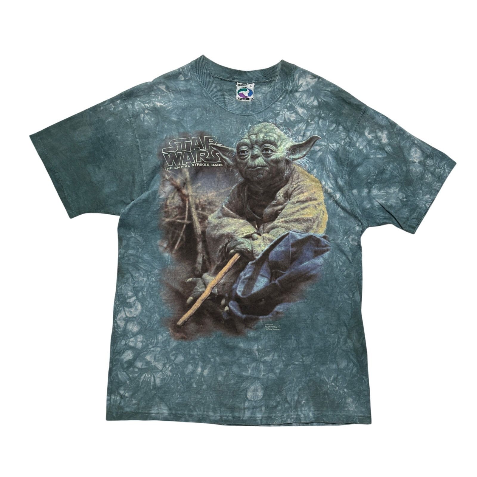 Liquid Blue 90s Star Wars Empire Strikes Back Yoda Liquid Blue T-Shirt L Size US L / EU 52-54 / 3 - 1 Thumbnail