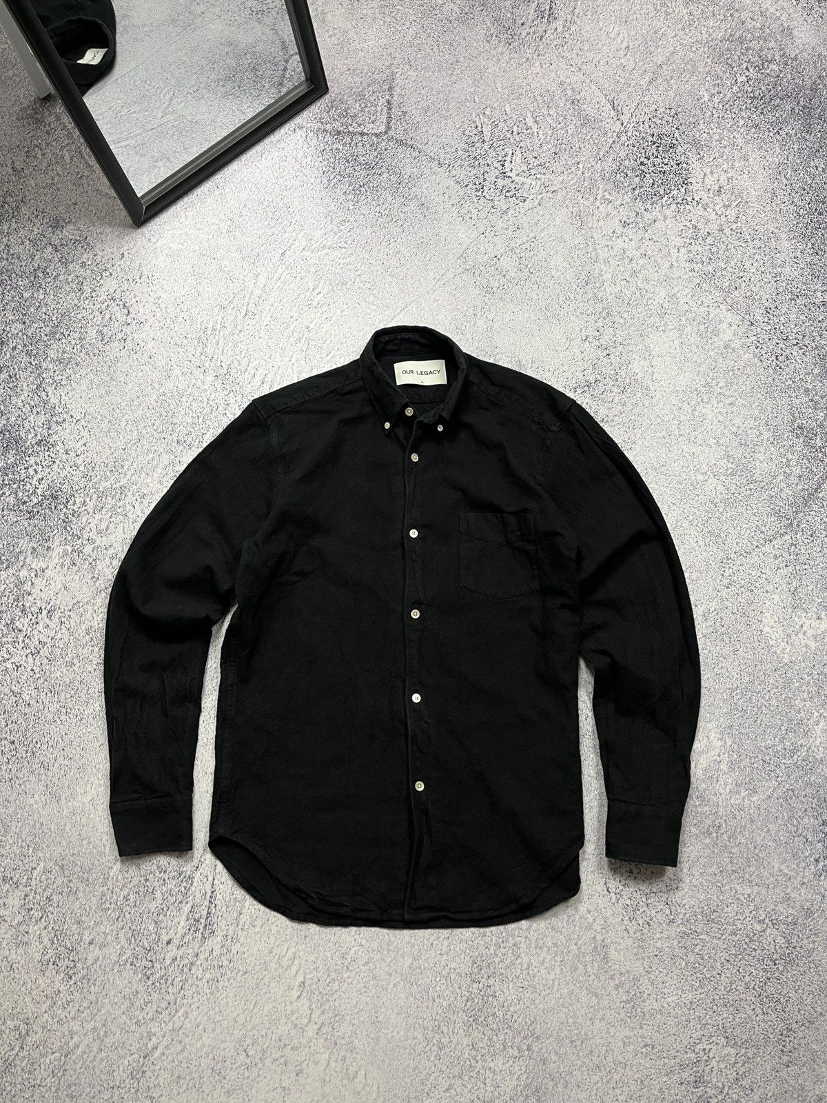 Our Legacy Our Legacy Black Cotton-Linen Overdyed Button Up Shirt Size US M / EU 48-50 / 2 - 1 Thumbnail