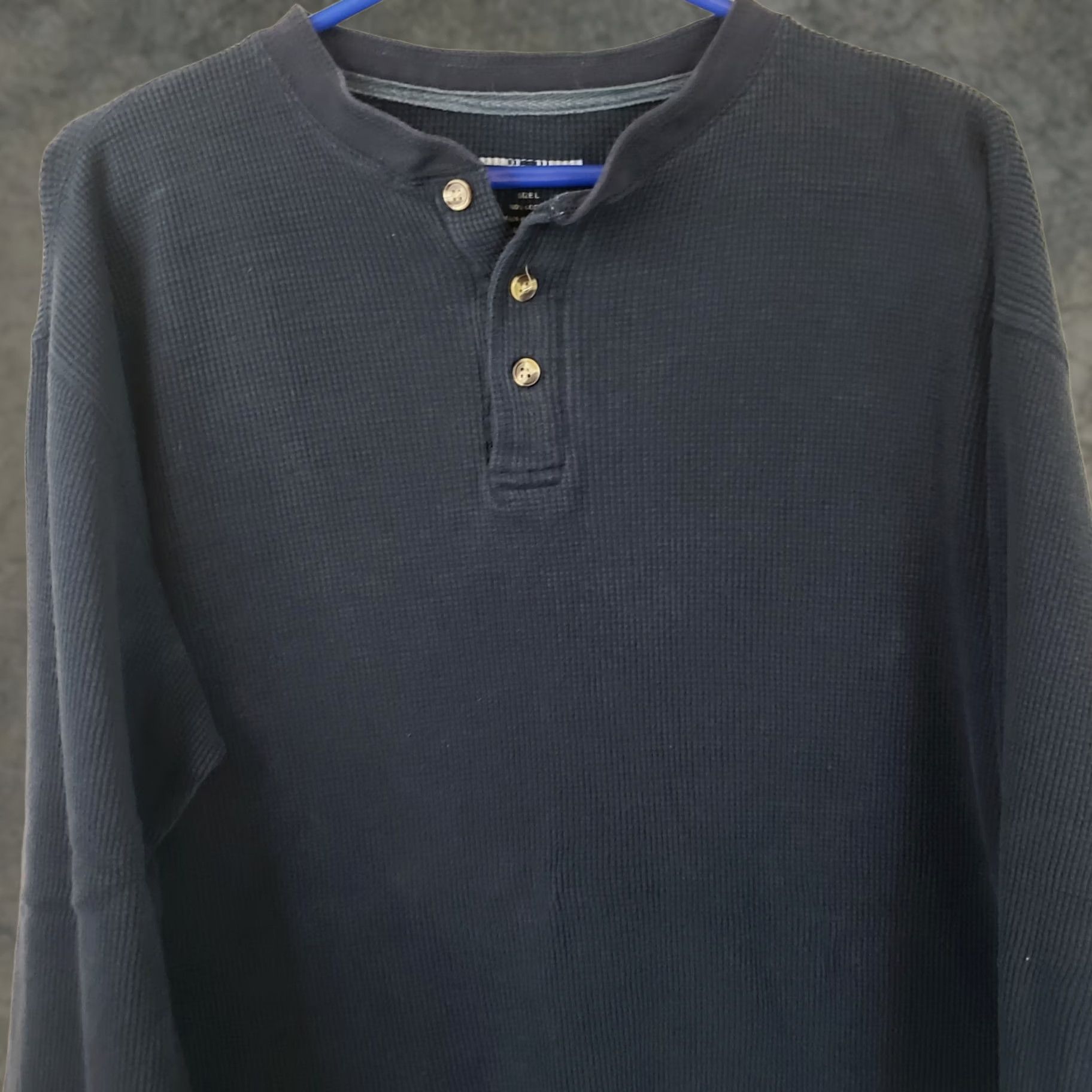 Vintage 1776 Henley Shirt Men's L Blue Waffle Knit Thermal Long Sleeve Outdoor Warm Shirt Size US L / EU 52-54 / 3 - 1 Thumbnail