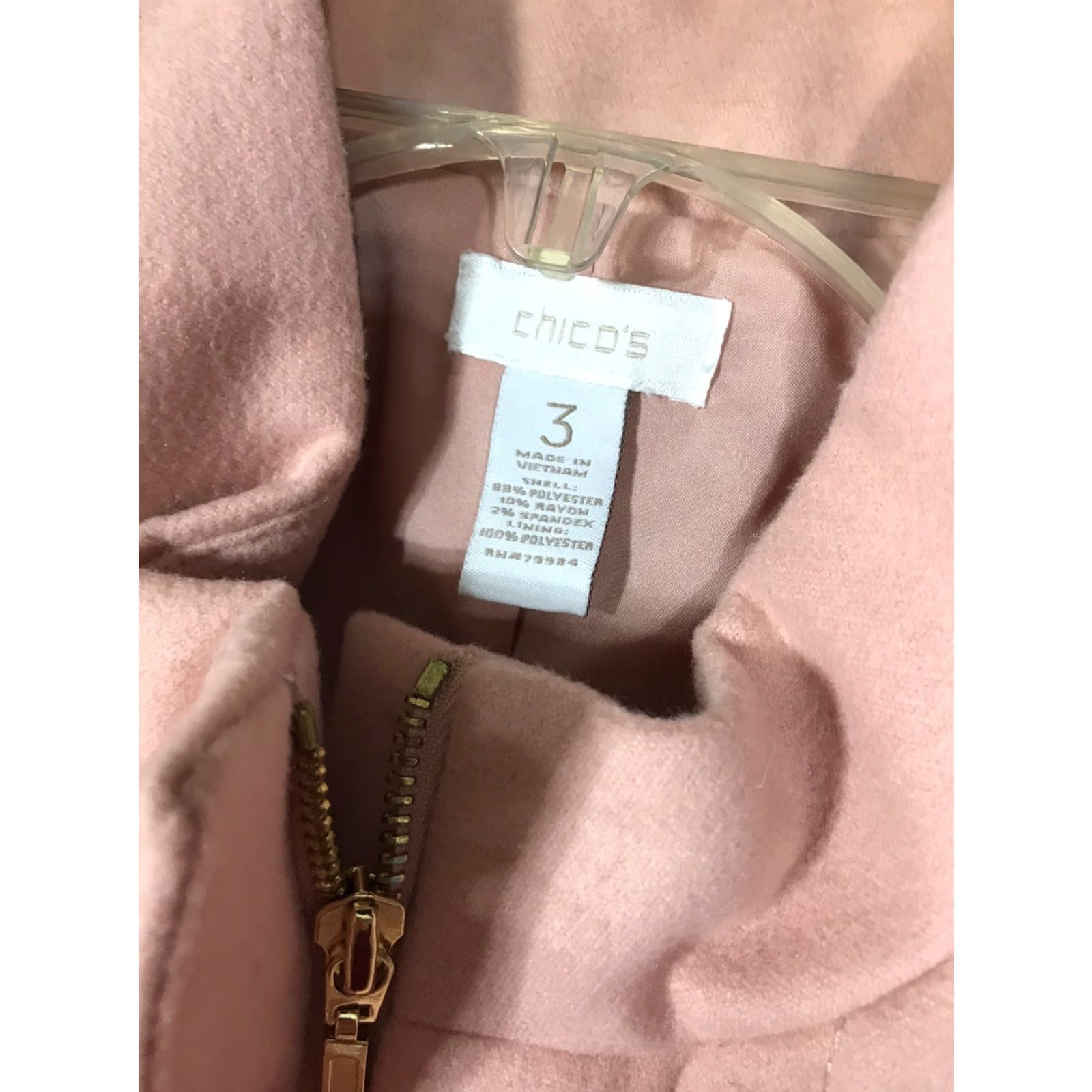 Vintage Chico’s Blush Peacoat Women’s Size 3/XL Coat Women Fall Winter Business Casual Formal Outer Shell Zipper Button EUC Size XS / US 0-2 / IT 36-38 - 3 Thumbnail