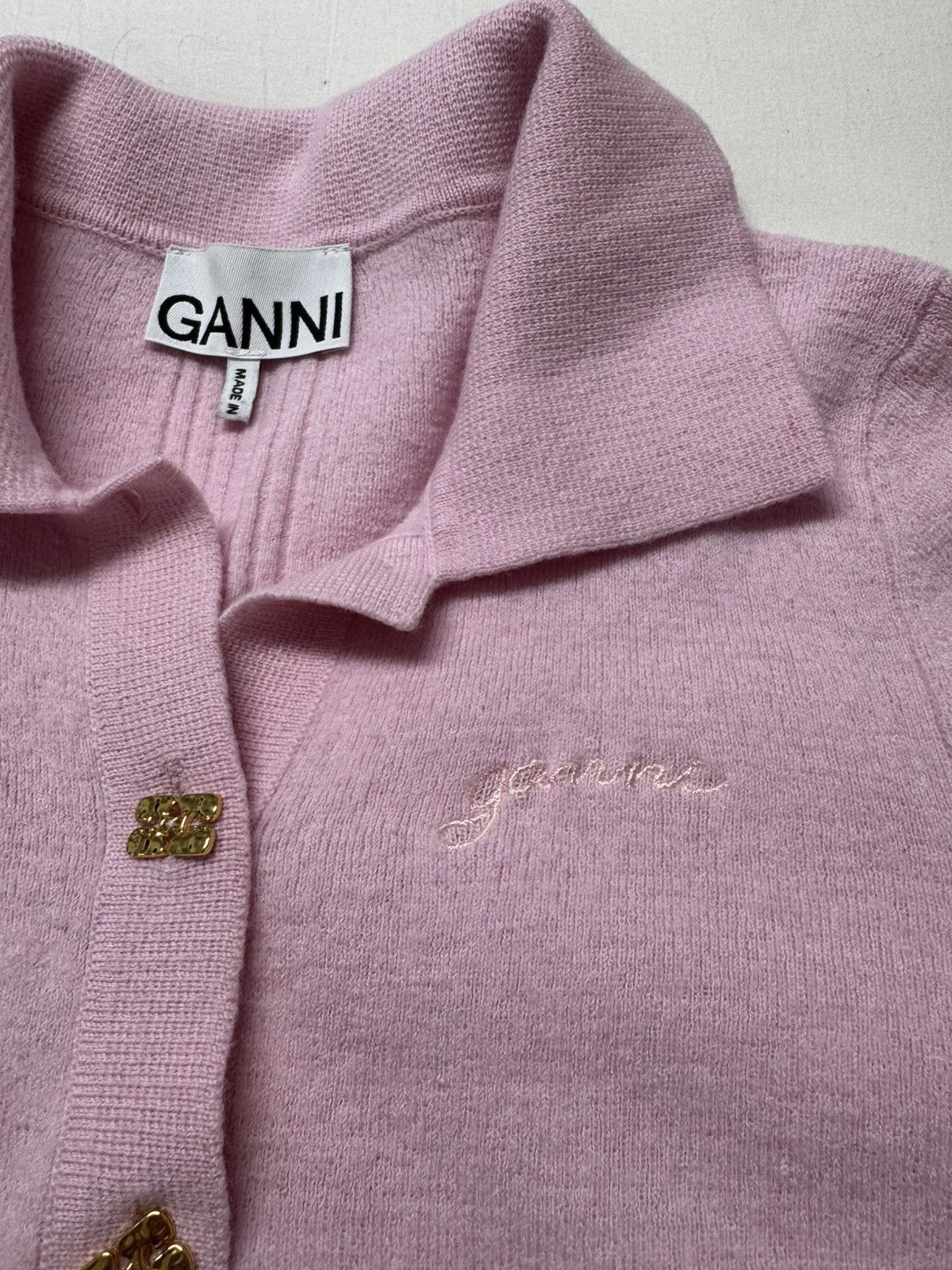 Ganni GANNI Pink Button Placket Polo Size M / US 6-8 / IT 42-44 - 3 Thumbnail
