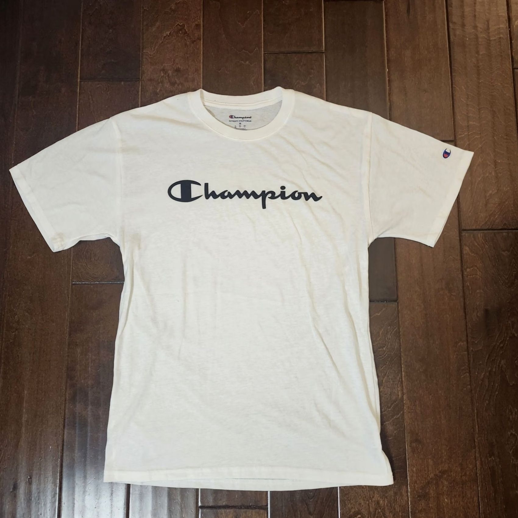 Champion Champion Men's White Logo Short Sleeve T-shirt Tee - Size M Size US M / EU 48-50 / 2 - 2 Thumbnail