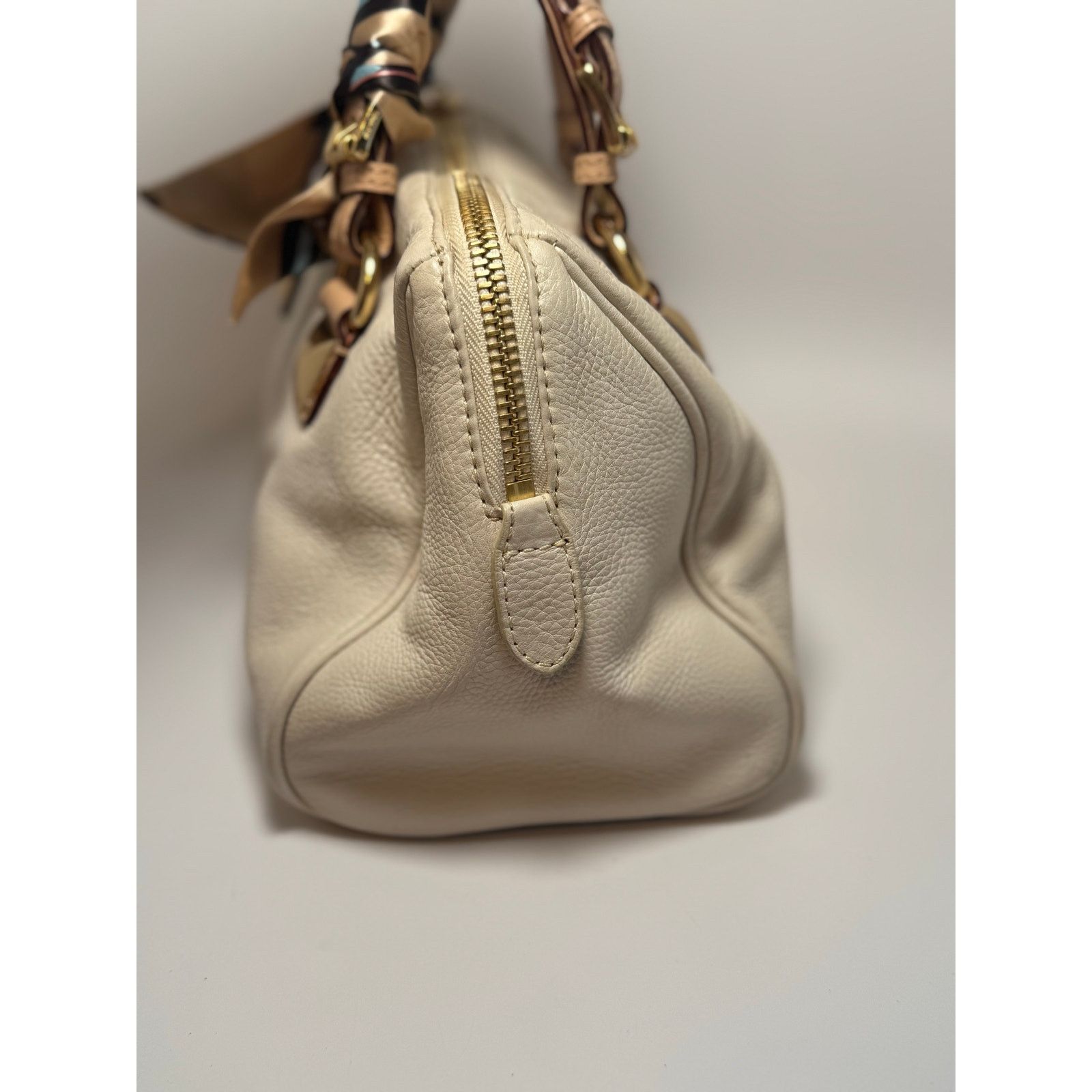 Michael Kors Michael Kors Grayson Satchel Bag Cream & Leather w/Scarf Size ONE SIZE - 7 Thumbnail
