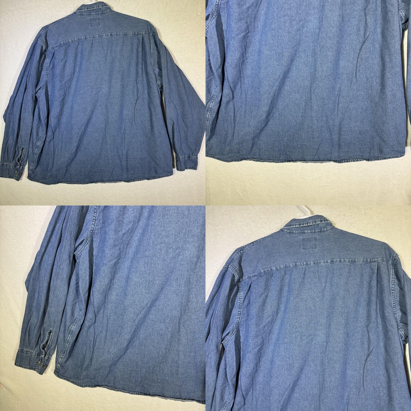 Wrangler Wrangler Shirt Mens 3XL Blue Denim Long Sleeve Button-Up Casual Western Workwear Size US XXL / EU 58 / 5 - 8 Thumbnail