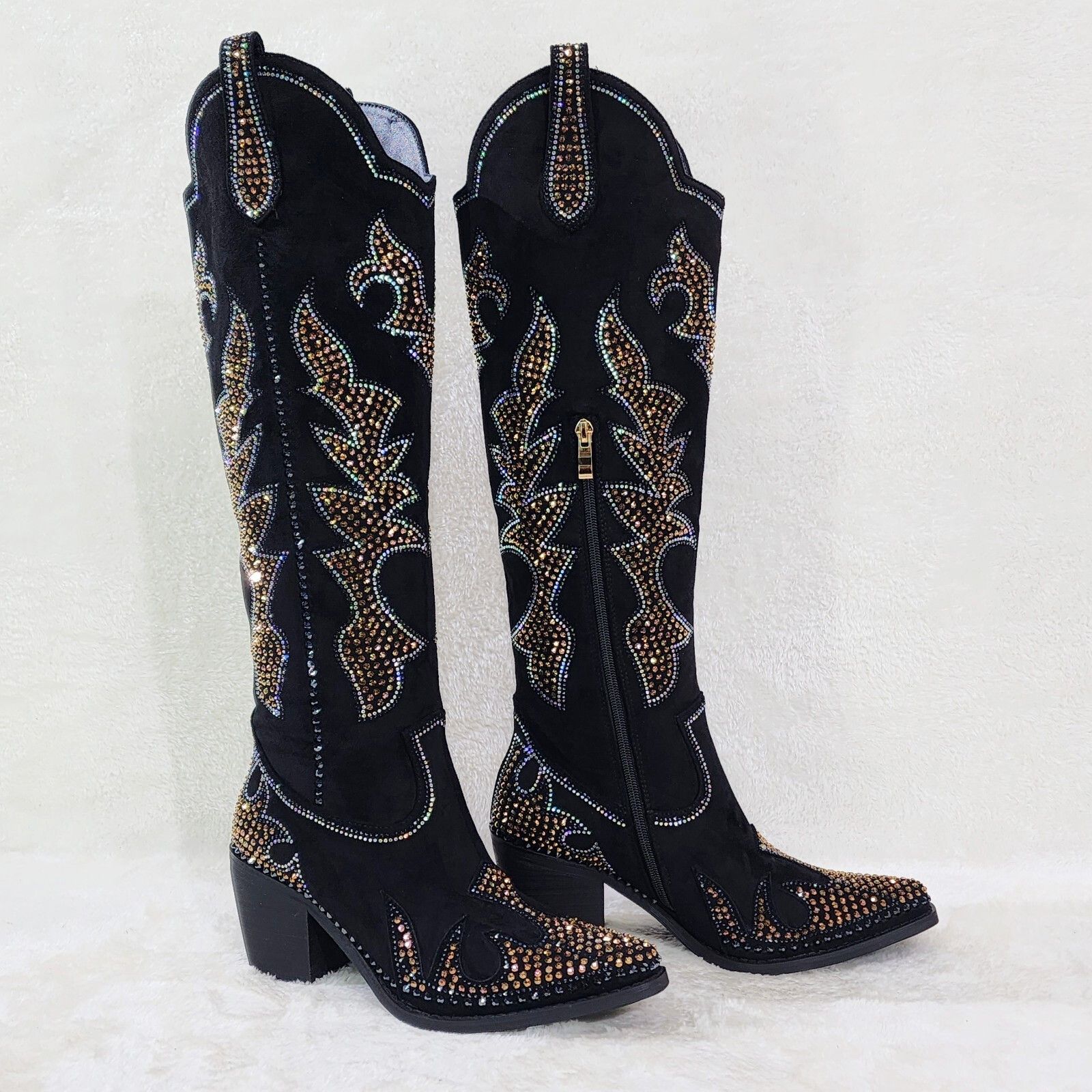 Other Sparks Country Western Cowgirl Knee Boots Dazzleing Iridesce Size US 10 / IT 40 - 7 Thumbnail