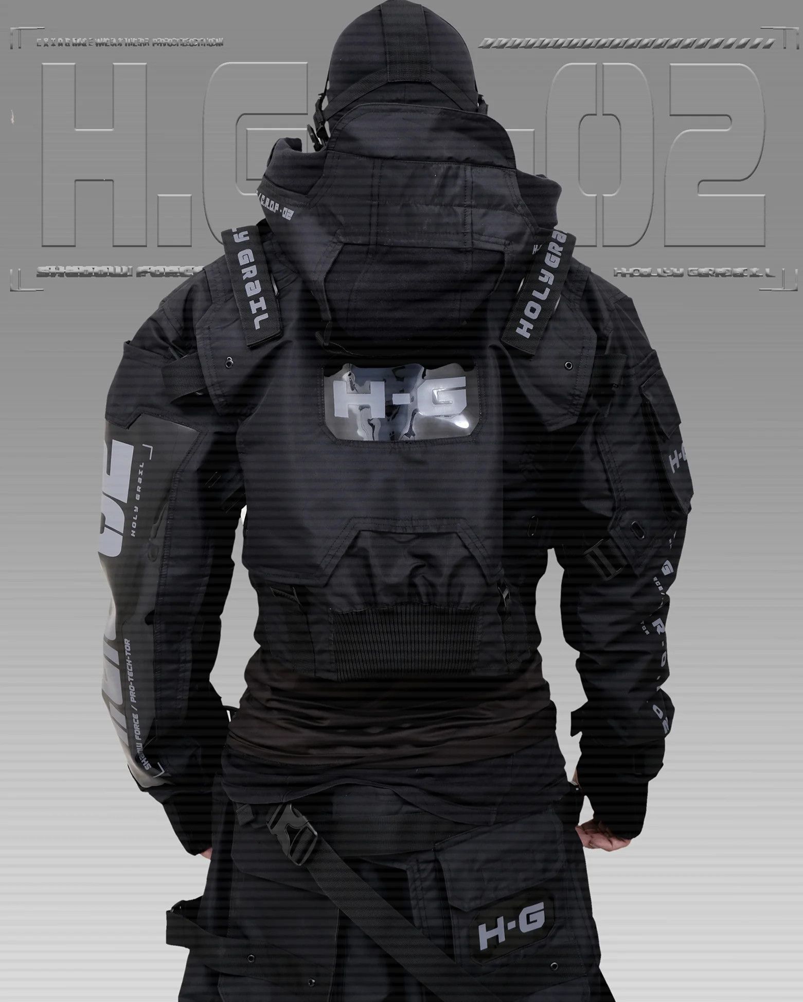 Hi Tec H-G JACKET CROP "SHADOW FORCE" TECHWEAR CYBERPUNK HOLYGRAIL Size US L / EU 52-54 / 3 - 9 Thumbnail