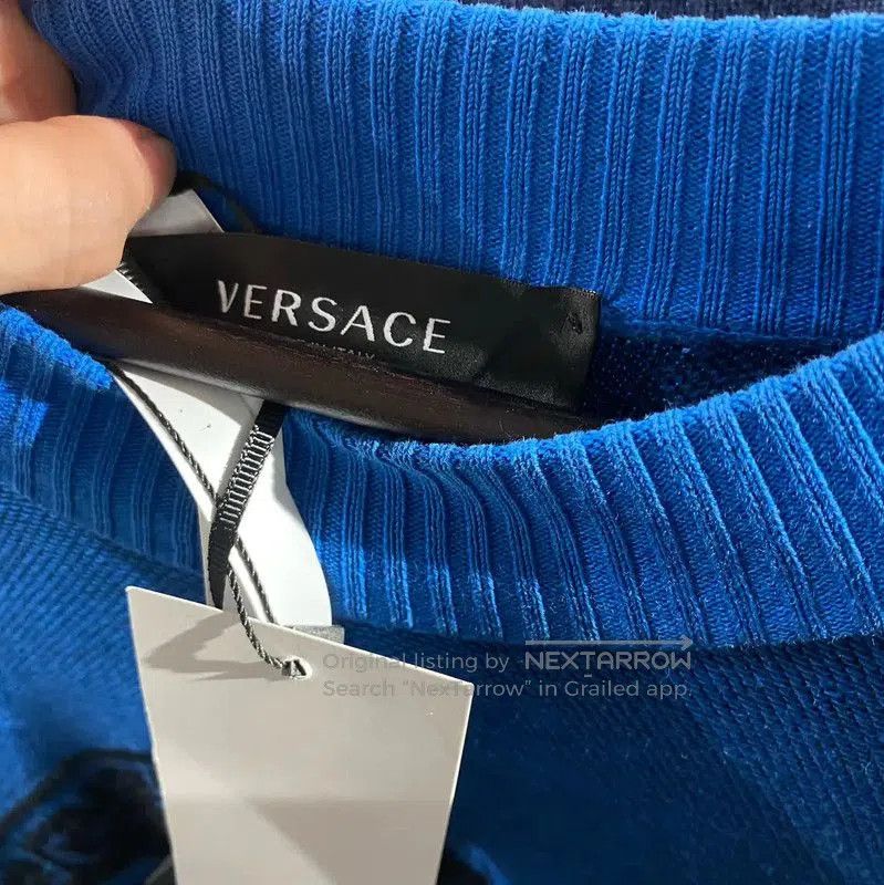 Versace Versace M Blue Cotton Blend Pullover Sweater . Size US M / EU 48-50 / 2 - 2 Thumbnail