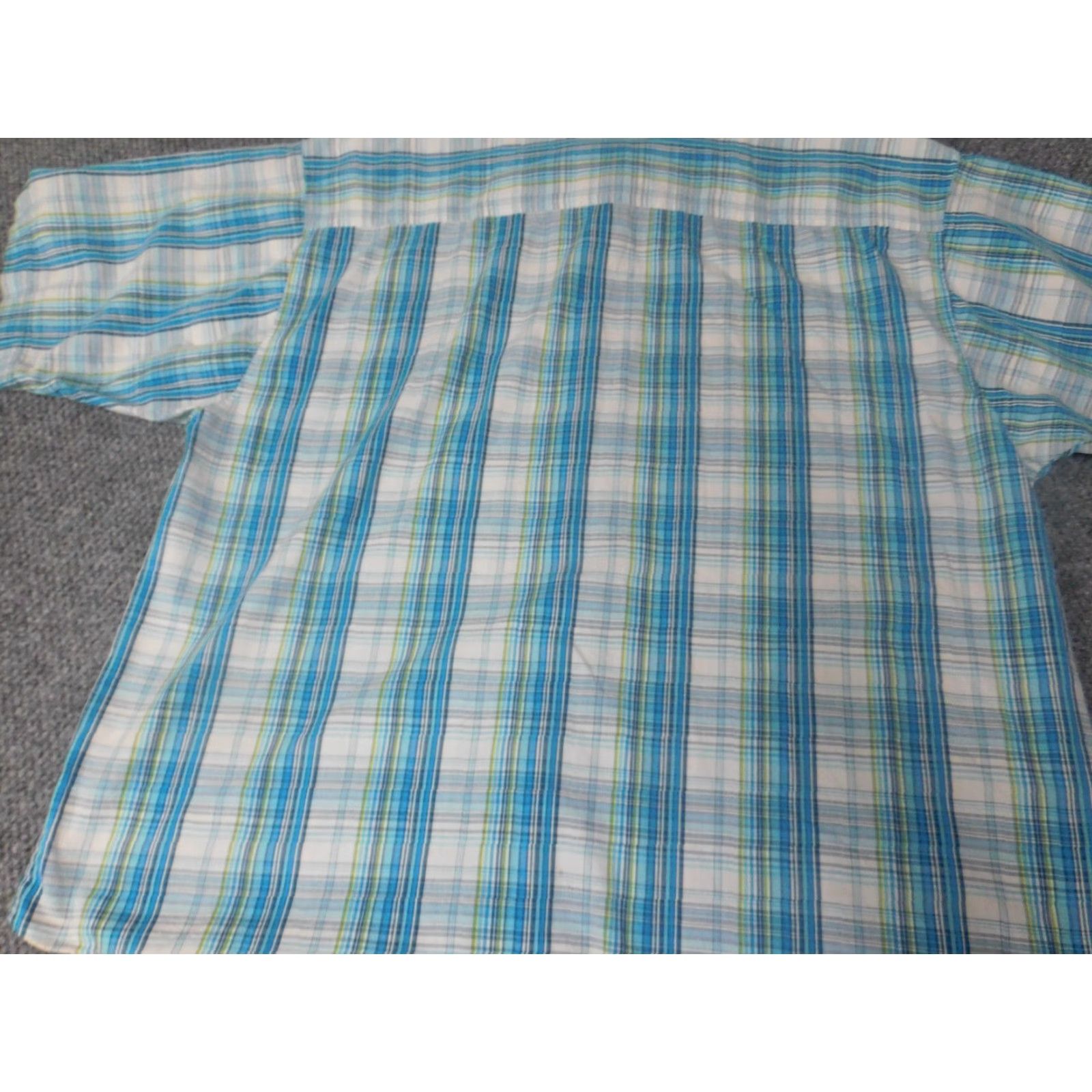 Vintage Koman Mens Shirt 2XL Blue Plaid Button-Down Short Sleeve Collared Knit Cotton Sport Regular Size US XXL / EU 58 / 5 - 7 Thumbnail