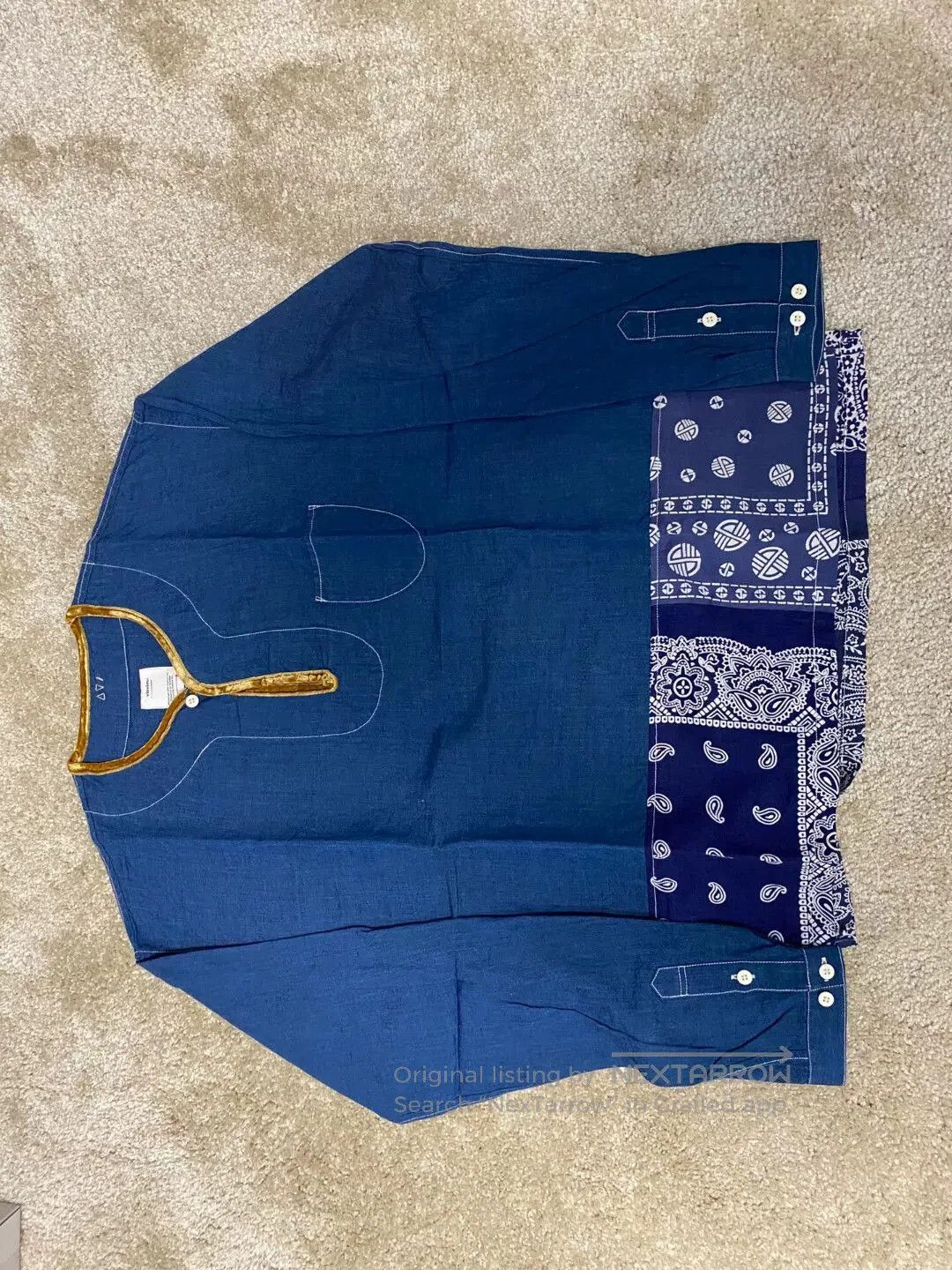 visvim 19aw border tunic shirt navy.