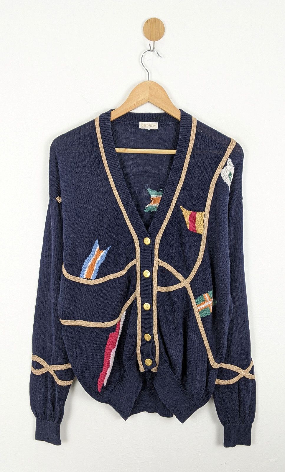 Burberry Vintage Burberrys Flag knitwear sweater cardigan Size US M / EU 48-50 / 2 - 1 Thumbnail