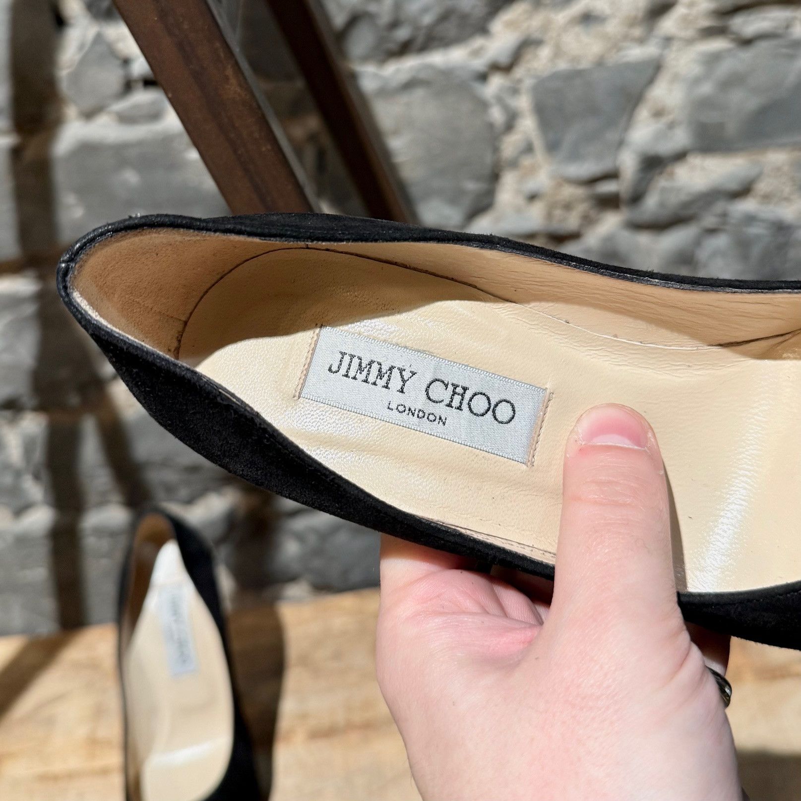 Jimmy Choo Jimmy Choo Black Suede Crystal Heels Platform Esam Pumps Size US 6.5 / IT 36.5 - 4 Thumbnail
