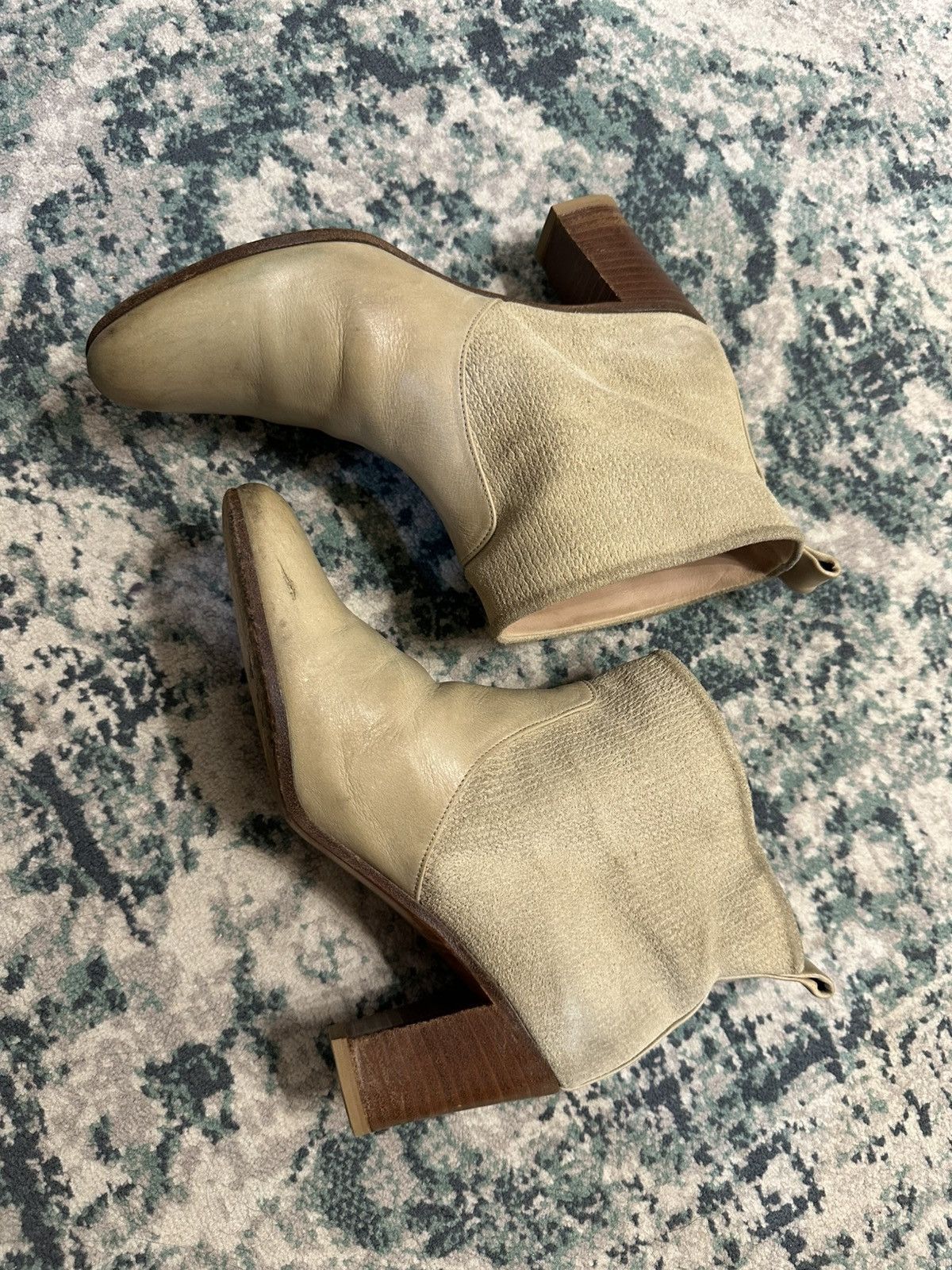 Maison Margiela Maison Martin Margiela Beige Leather and Suede Ankle Boots Size US 6 / IT 36 - 12 Thumbnail