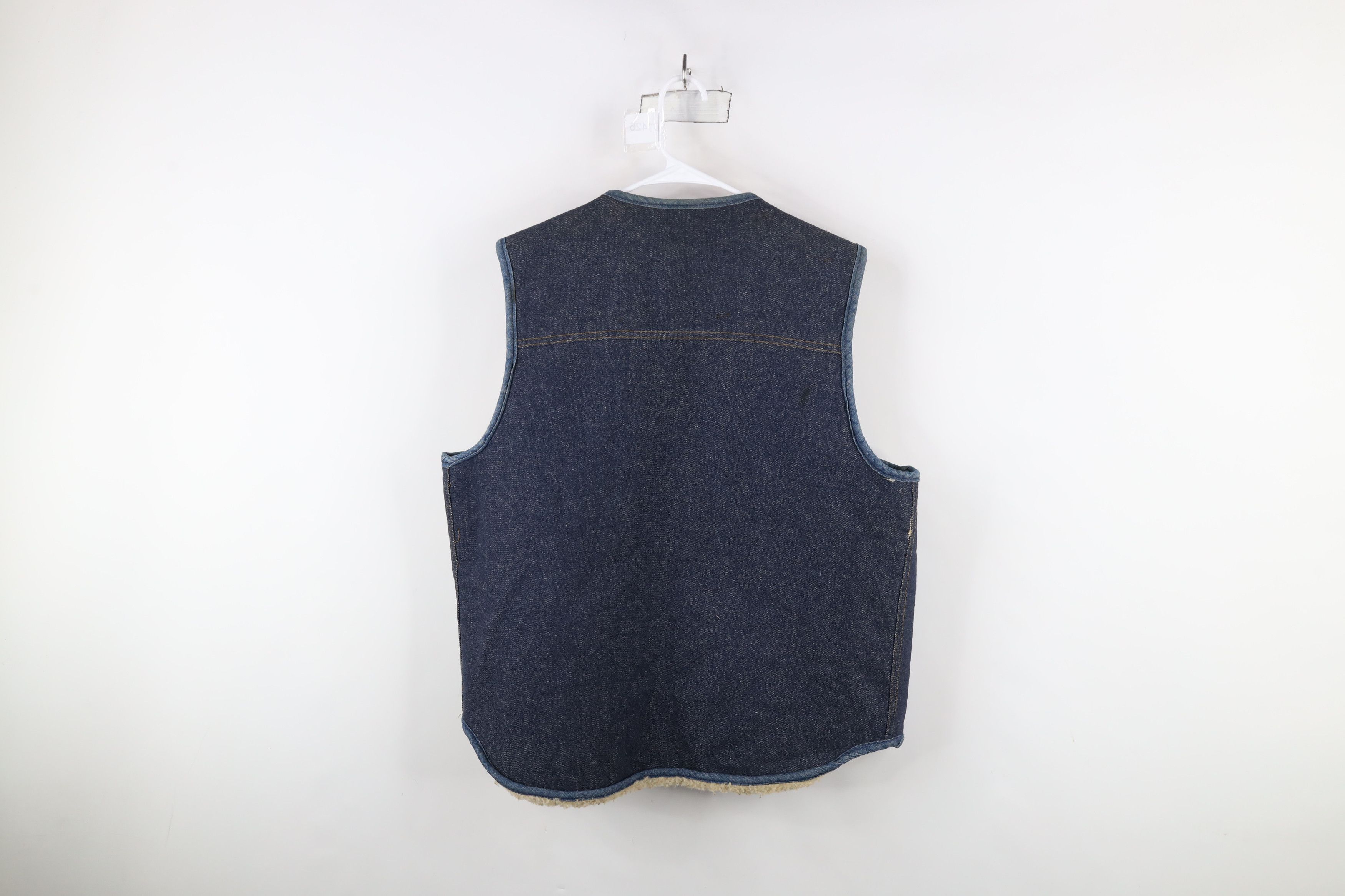 Vintage Vintage 70s Streetwear Fleece Lined Denim Vest Jacket USA Size US XL / EU 56 / 4 - 11 Thumbnail